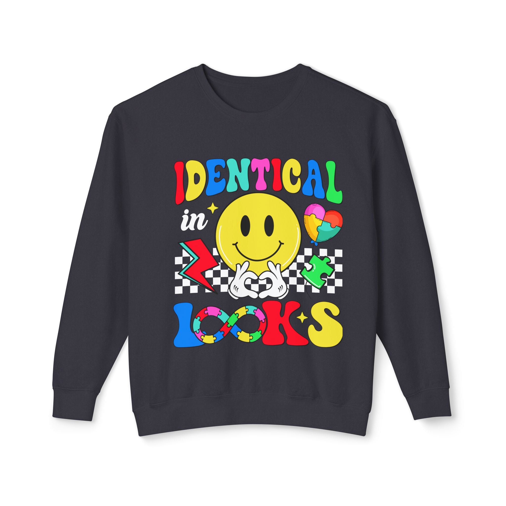 Identical in Looks, Autism Awareness Crewneck Adult Sweatshirt