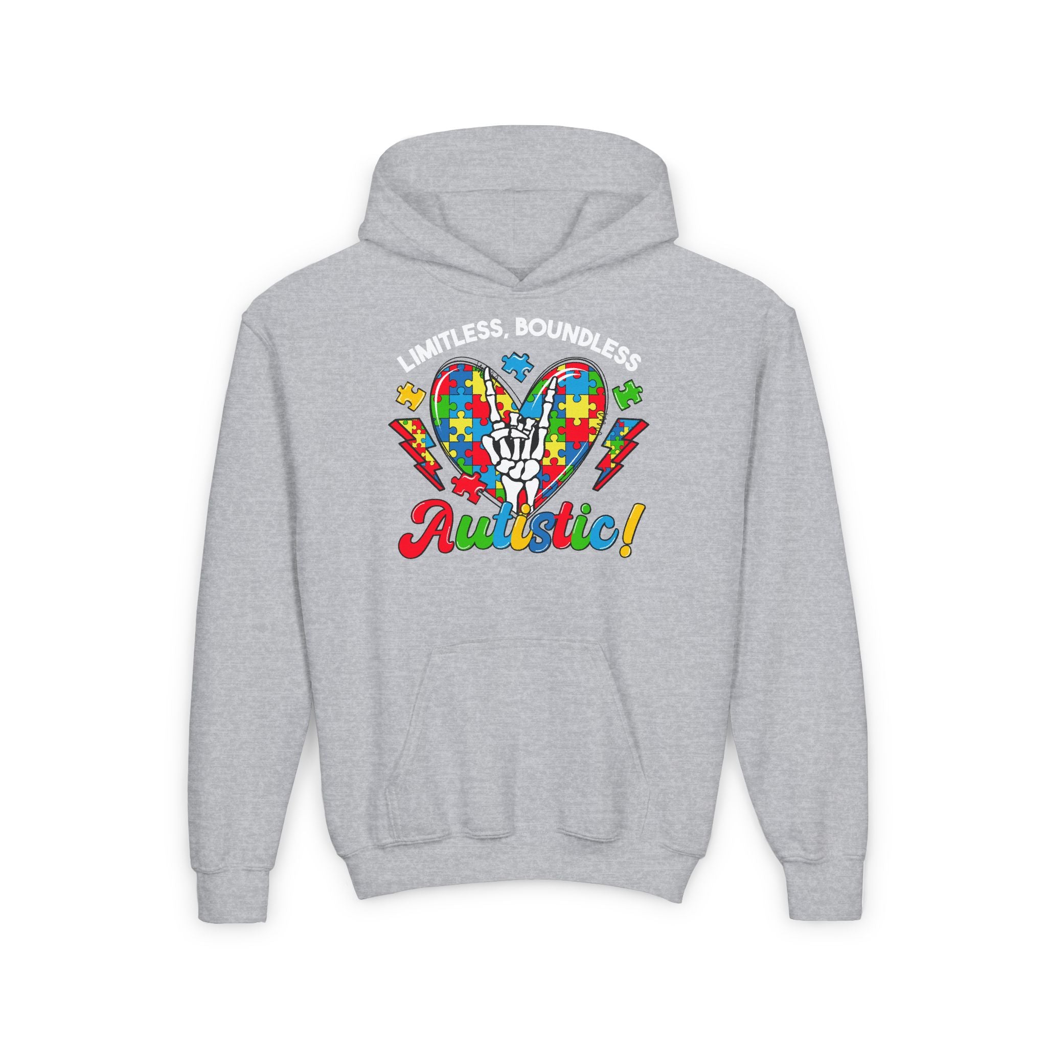 Limitless, Boundless, Autism Awareness Youth Hooded Sweatshirt