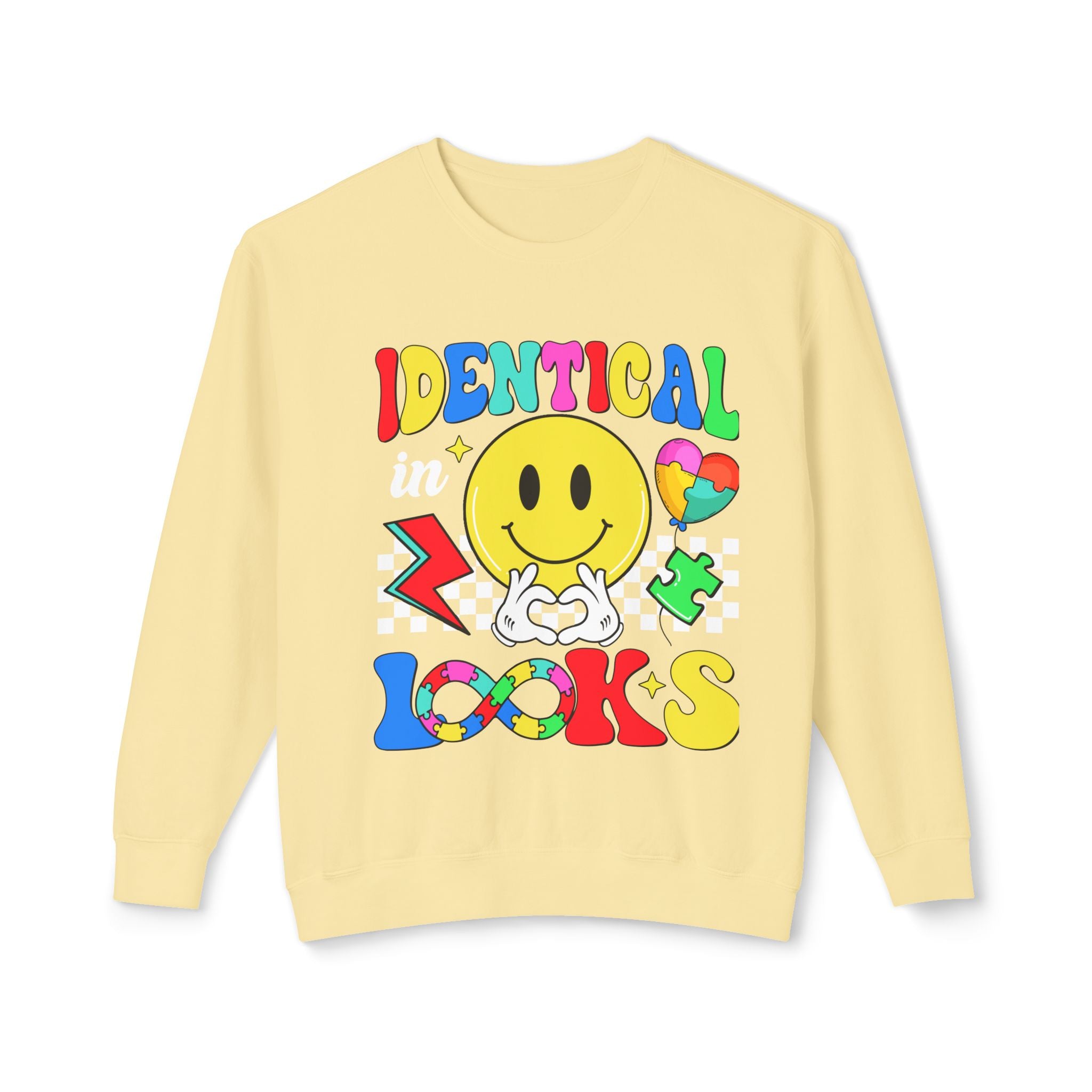 Identical in Looks, Autism Awareness Crewneck Adult Sweatshirt