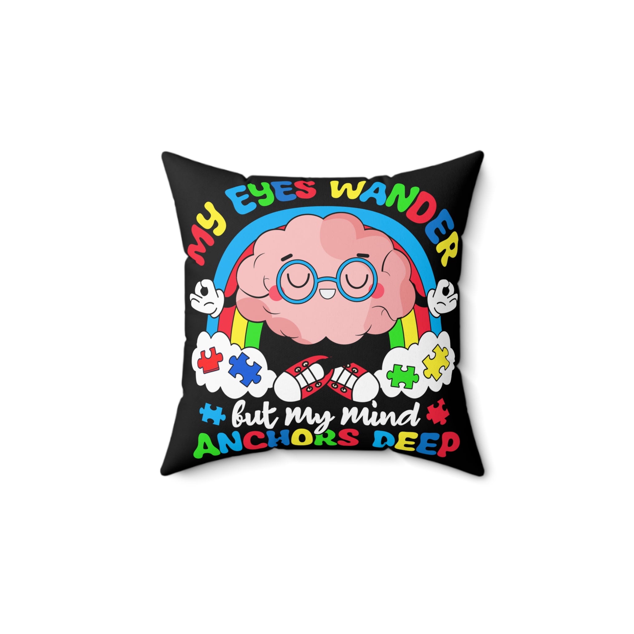 Anchors Deep Nonverbal Austim Spun Polyester Square Pillow