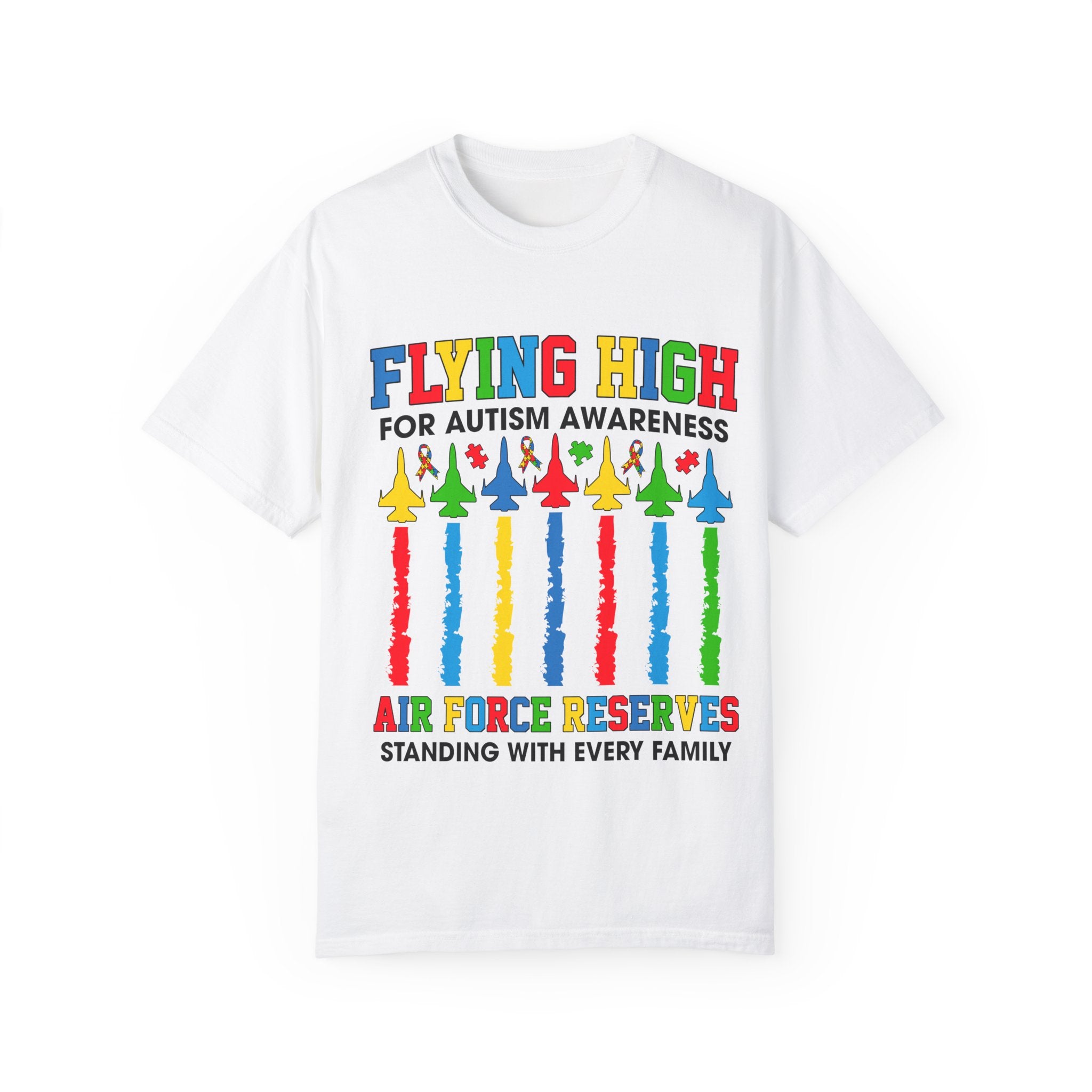 Flying High For Autism Awareness, Air Force Reserves, Autism Advocacy Adult Unisex Tee