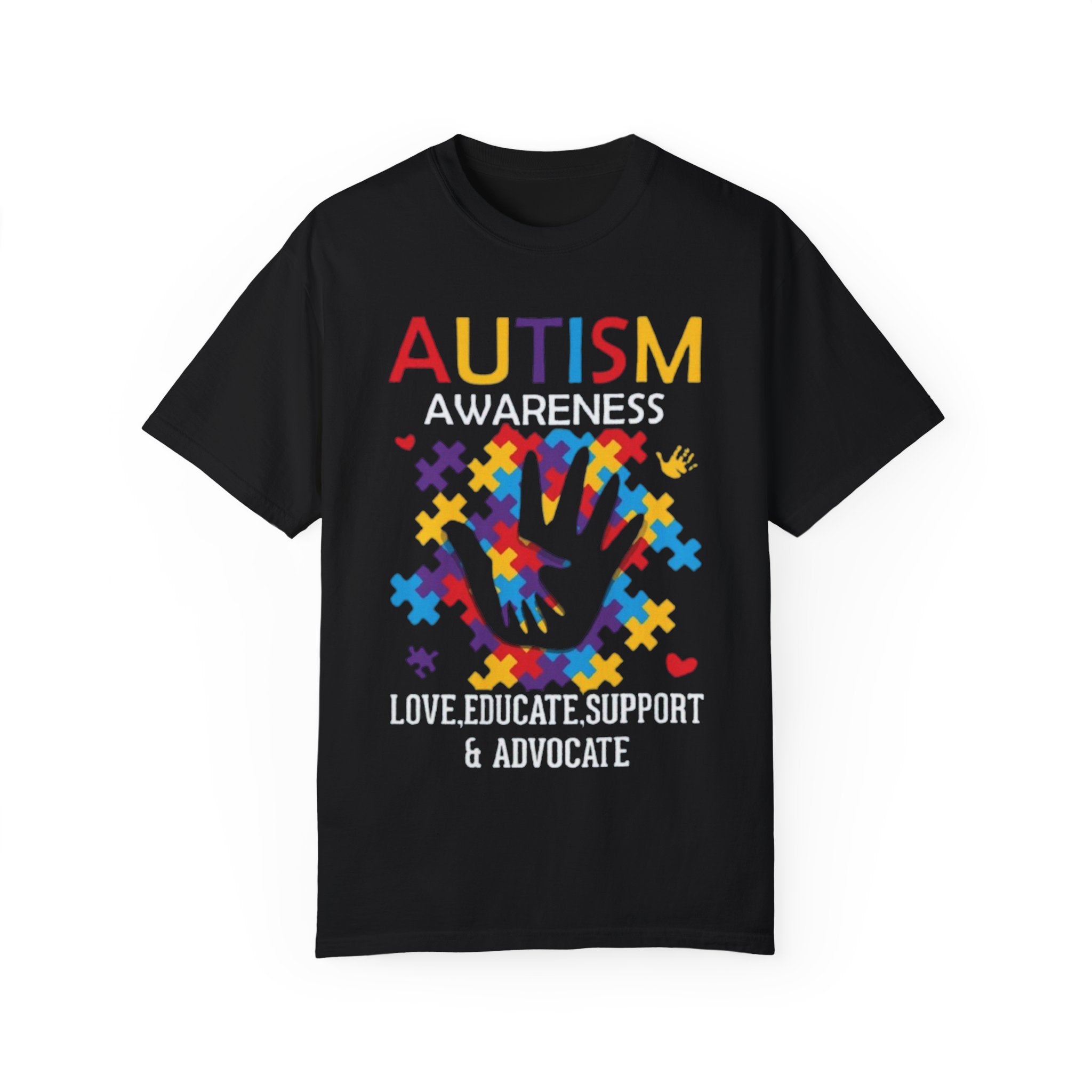 Autism Awareness - Love, Educate, Support, Autism Advocate, Adult Unisex Tshirt