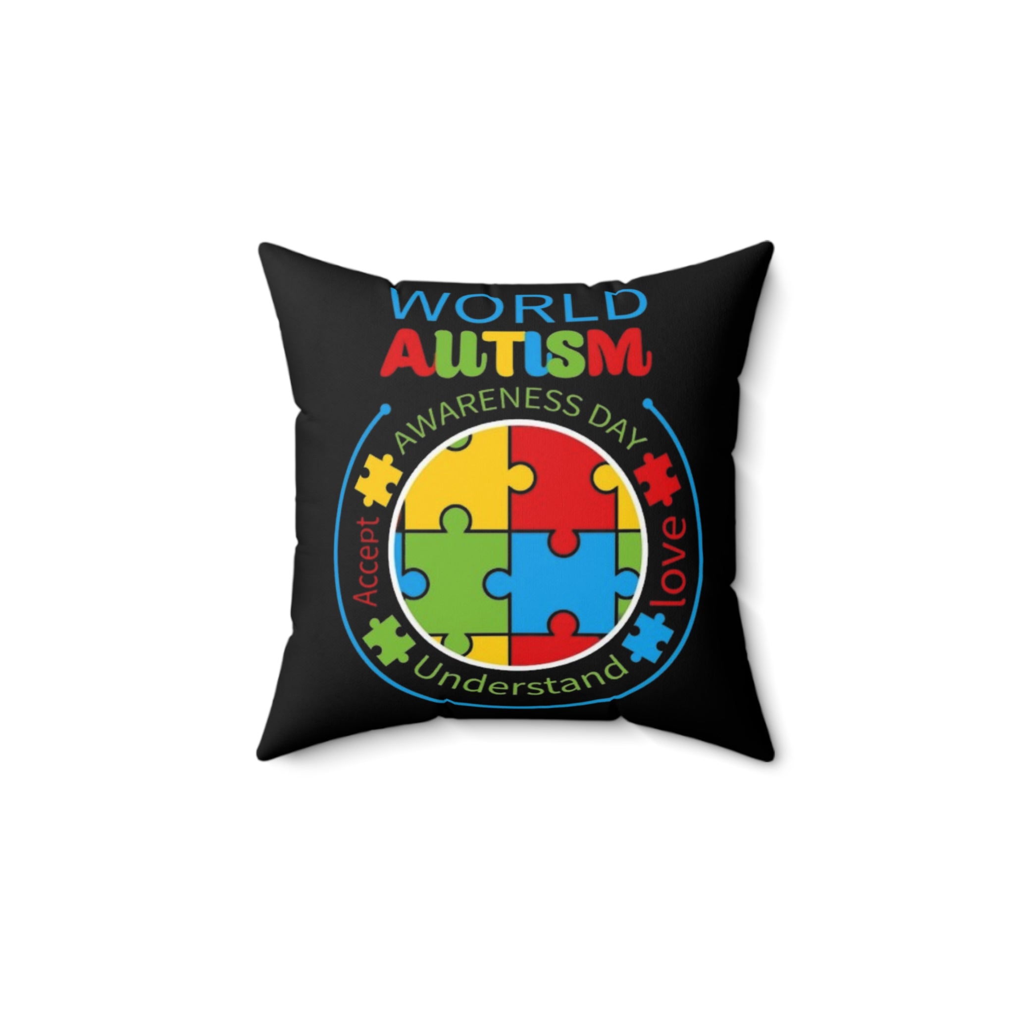 World Autism Nonverbal Austim Spun Polyester Square Pillow
