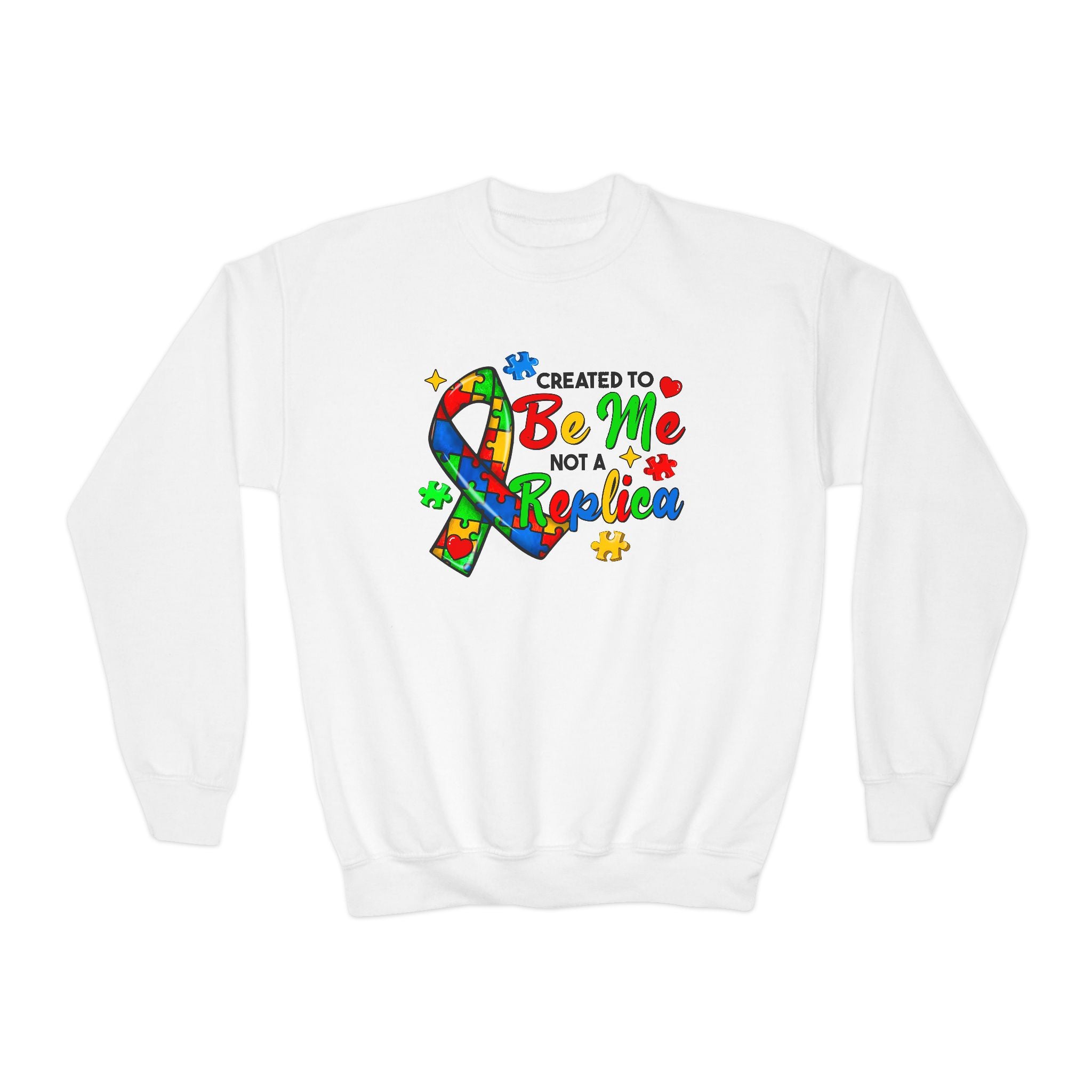 Created to Be Me Not a Replica, Autism Awareness, Unisex Children's Crewneck Sweatshirt