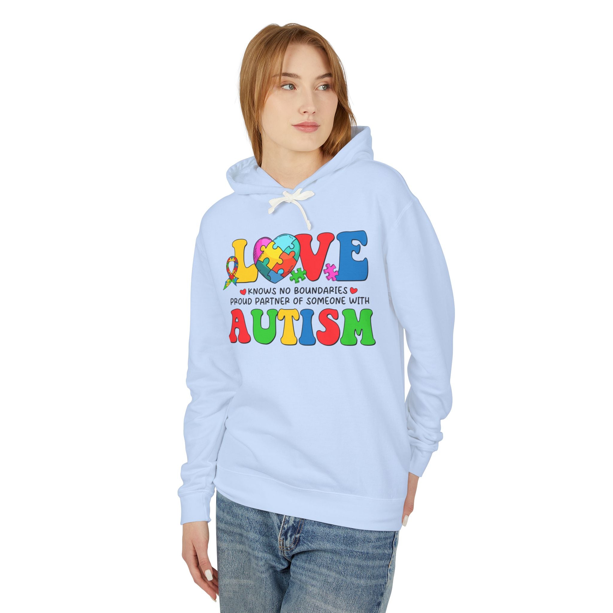 Love Knows No Boundaries Adult Hoodie | Proud Partner of Someone with Autism