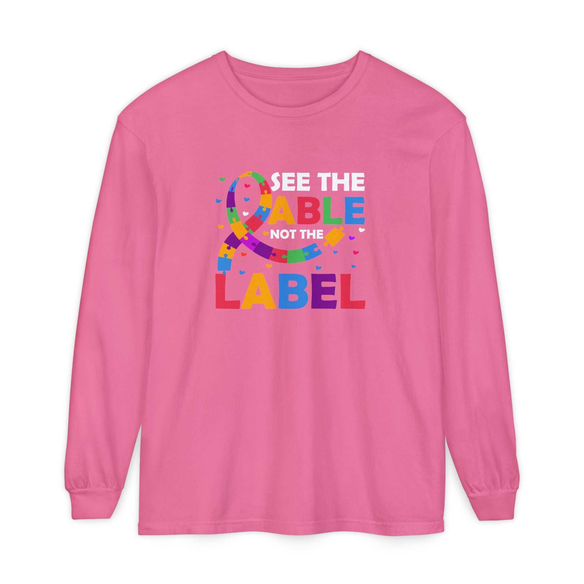 Read the Able, Not the Label, Autism Awareness & Empowerment, Adult Long Sleeve Shirt