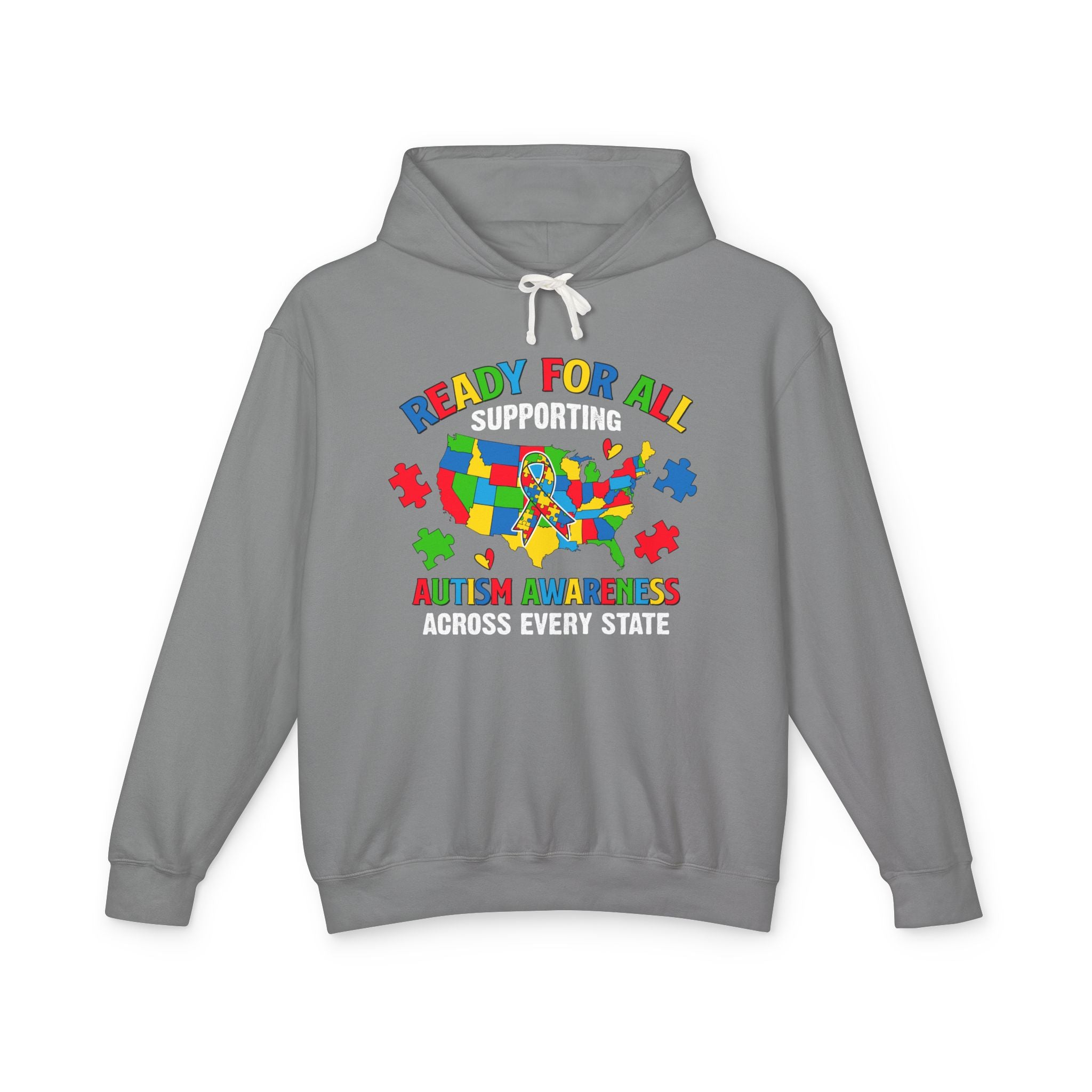 Ready For All Supporting, Autism Awareness Adult Hoodie