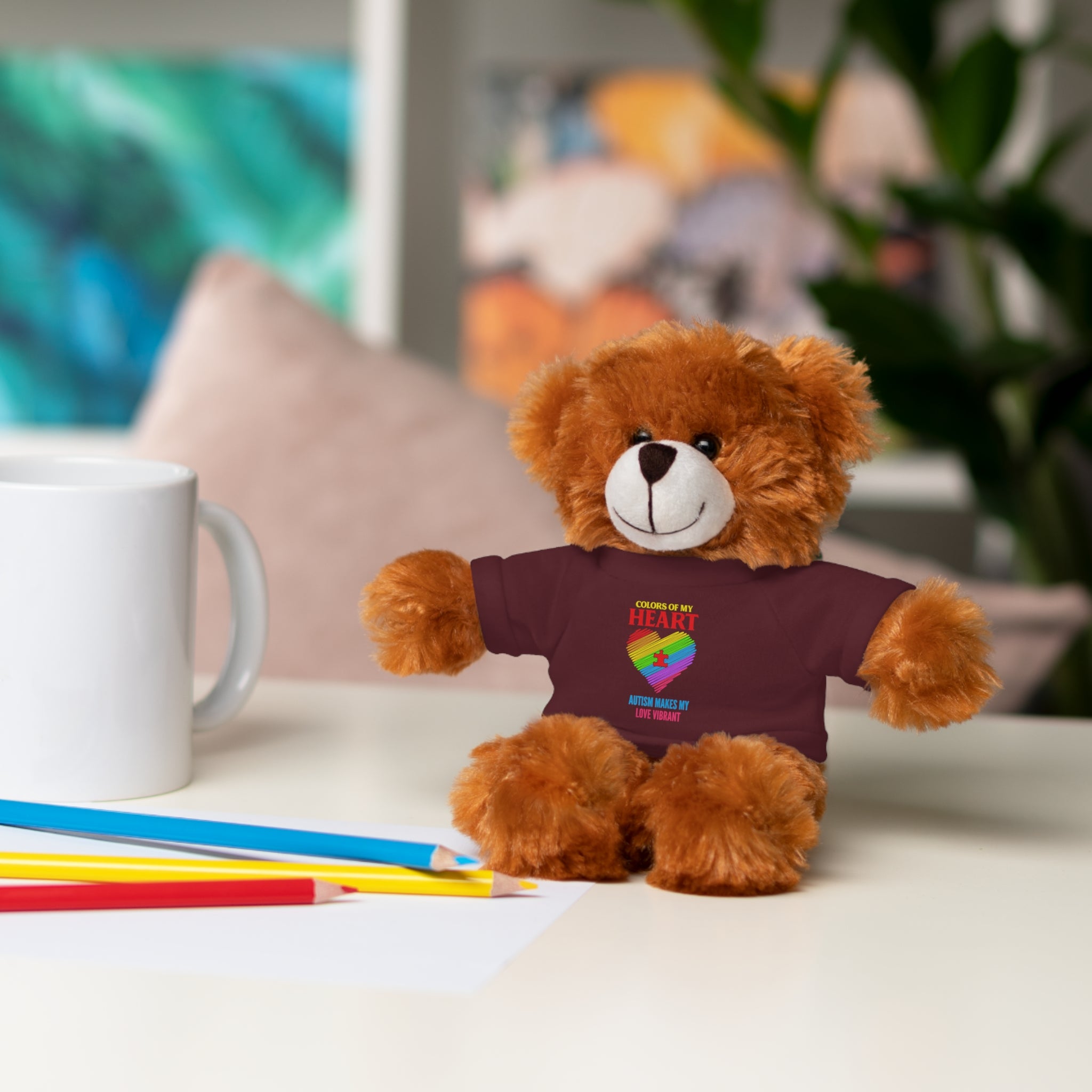 Colors Of My Heart, Austim Stuffed Teddy Bear with Tee