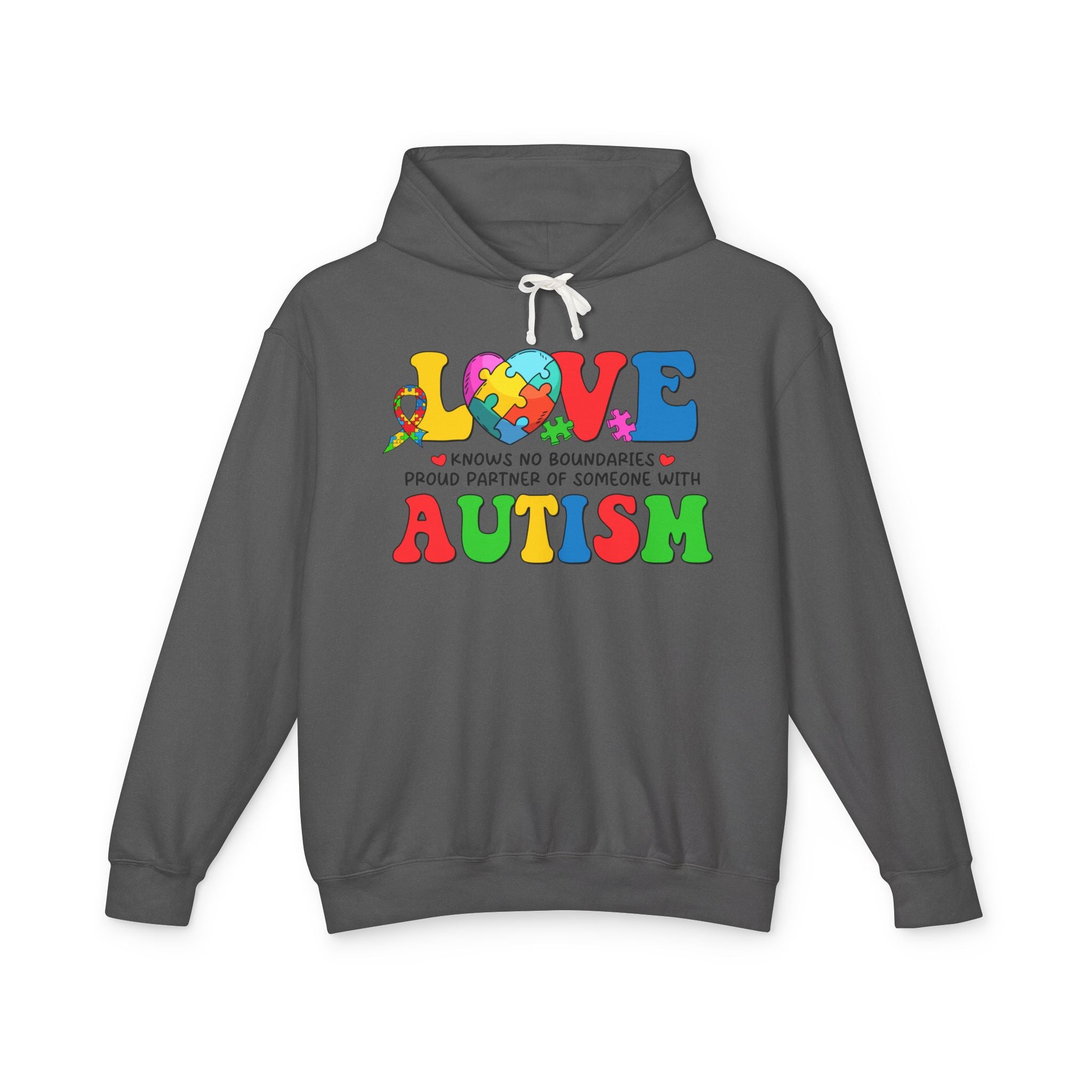 Love Knows No Boundaries Adult Hoodie | Proud Partner of Someone with Autism