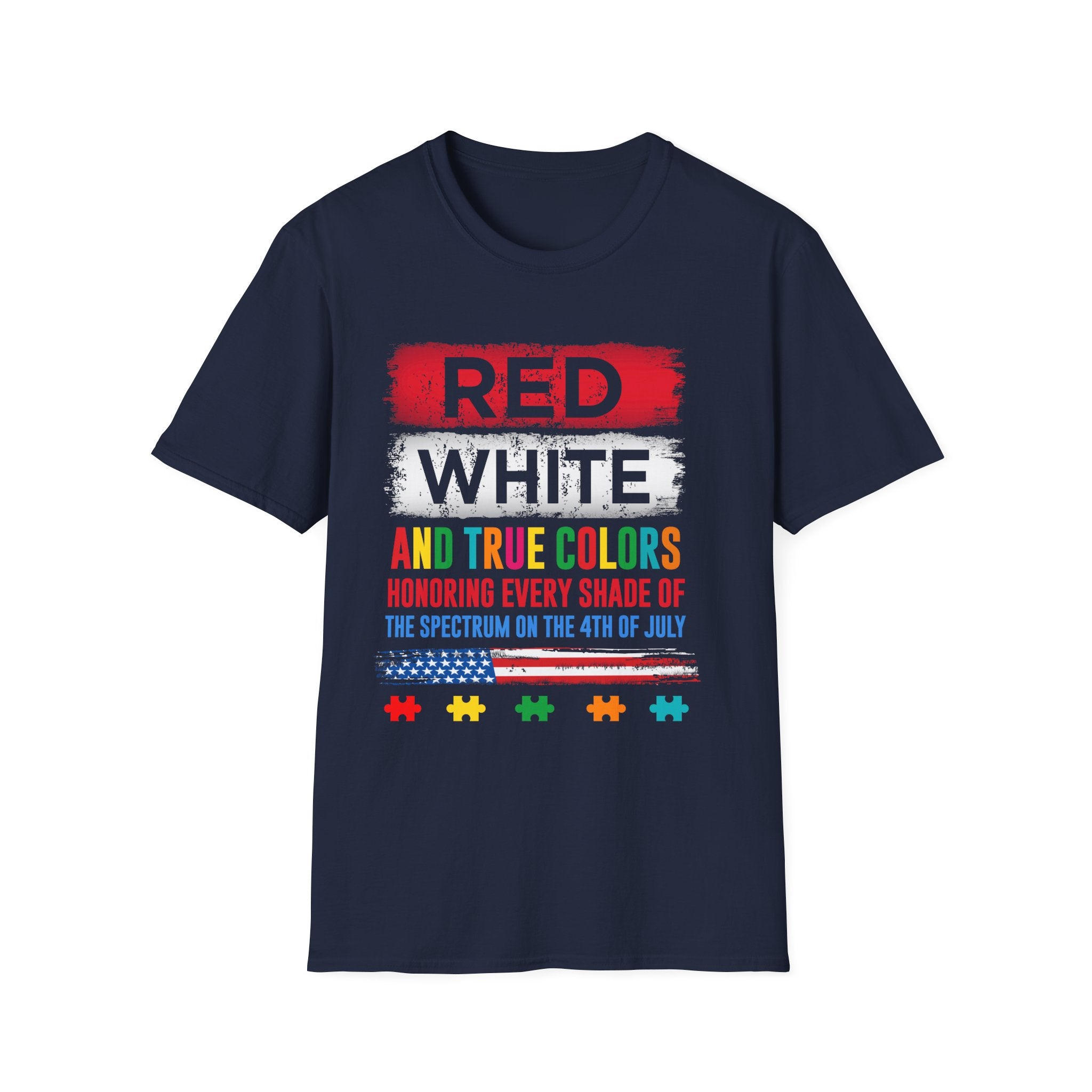 Red White Autism Awareness , Adult T-Shirt