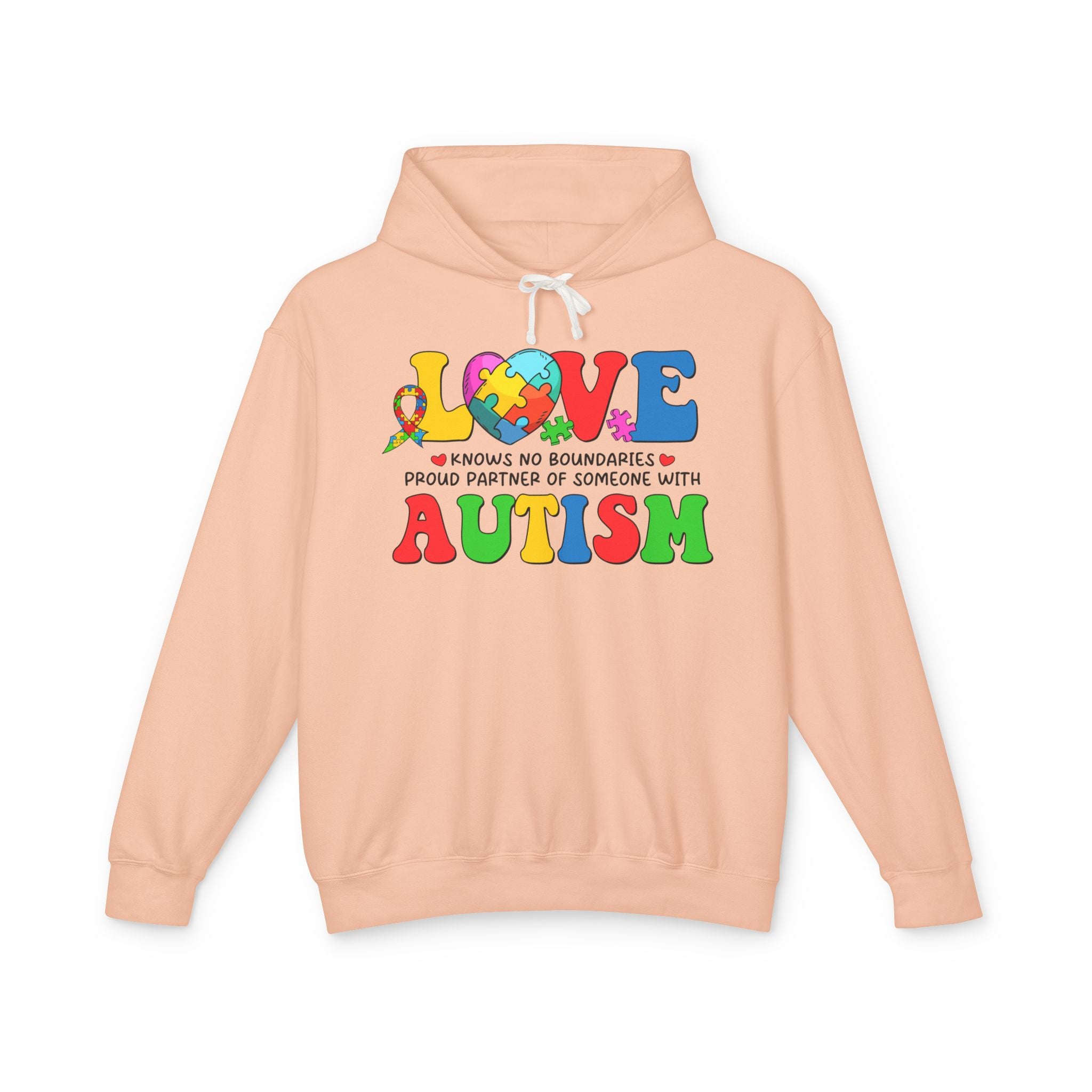 Love Knows No Boundaries Adult Hoodie | Proud Partner of Someone with Autism