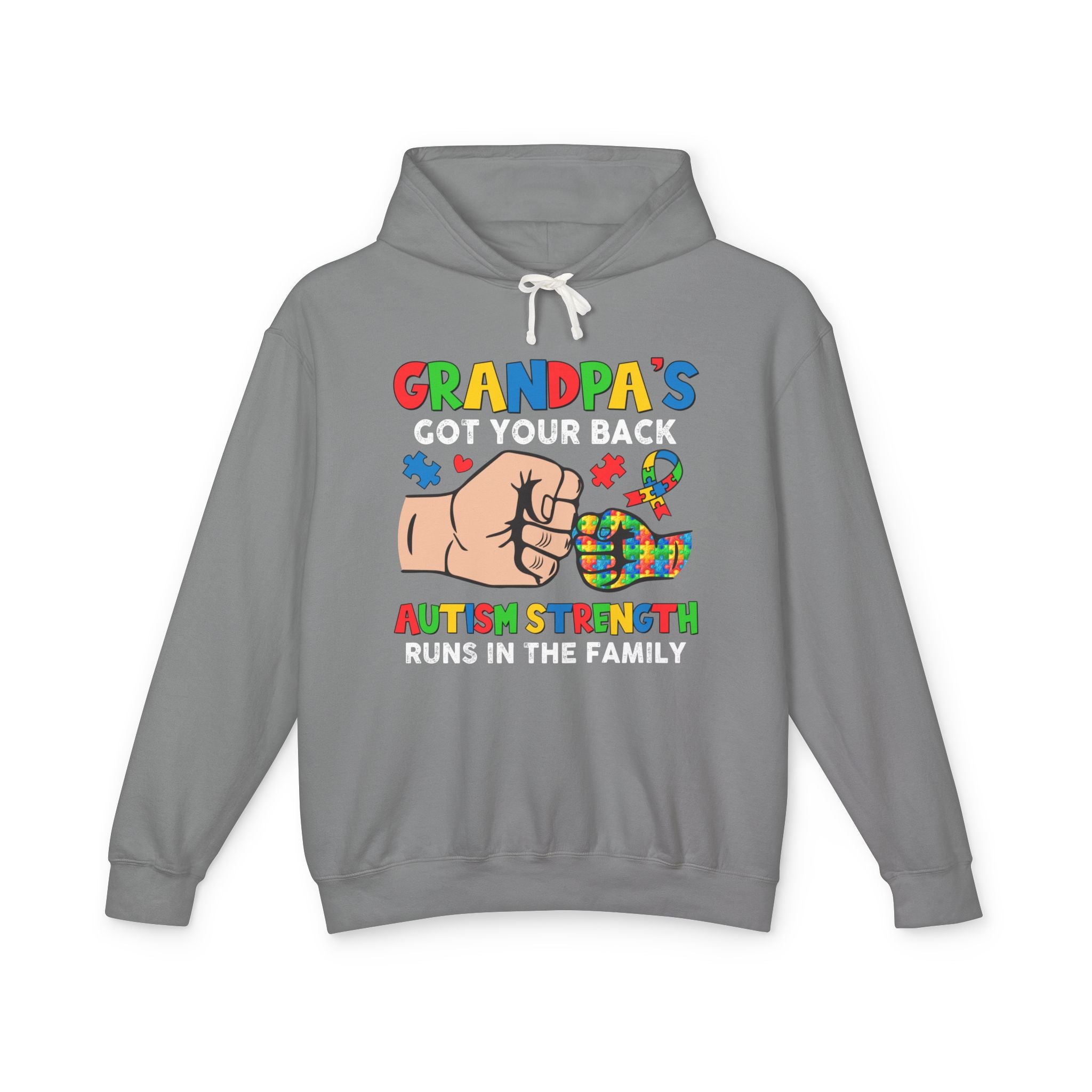 Grandpa's Got Your Back, Autism Awareness Adult Hoodie