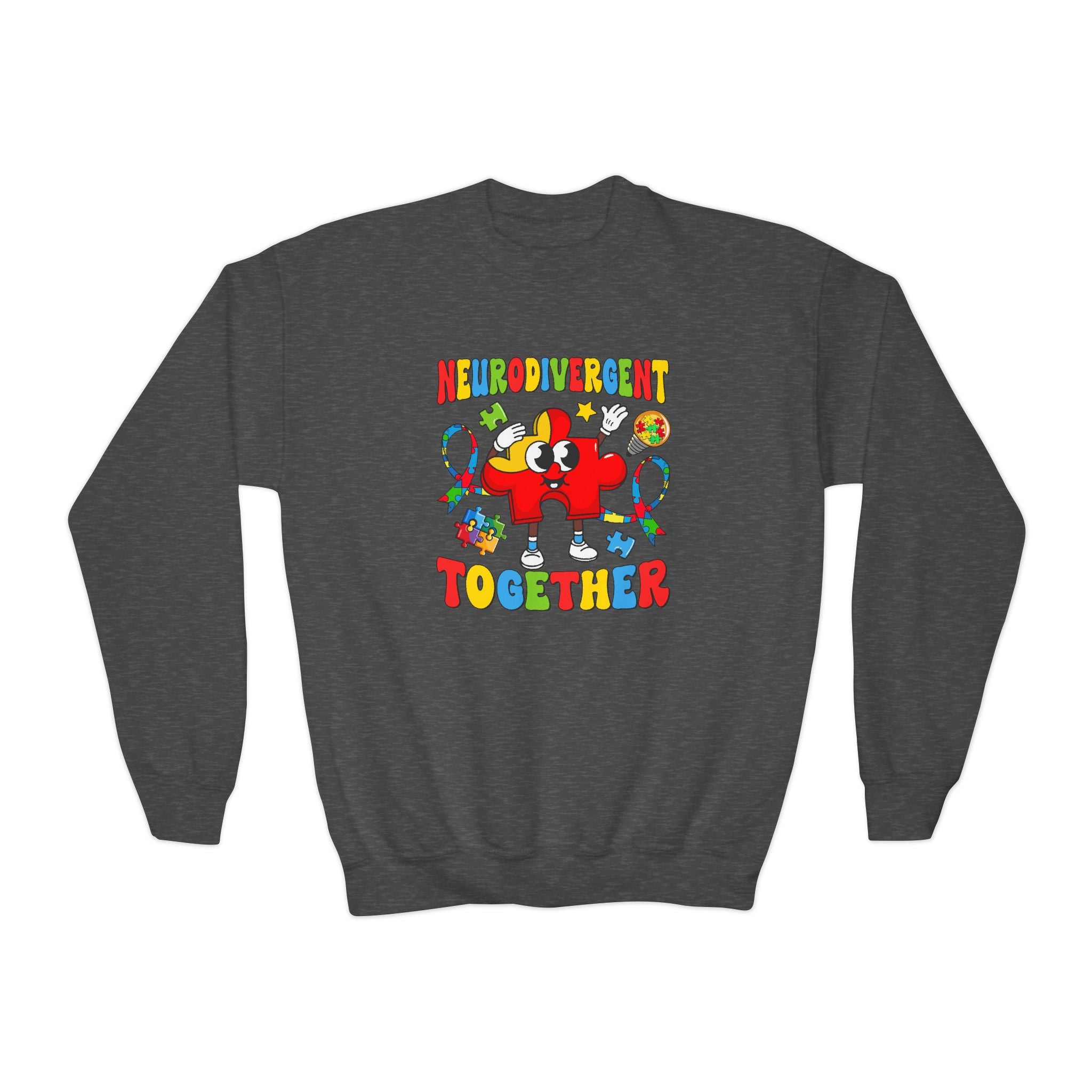 Neurodivergent Together, Youth Crewneck Sweatshirt