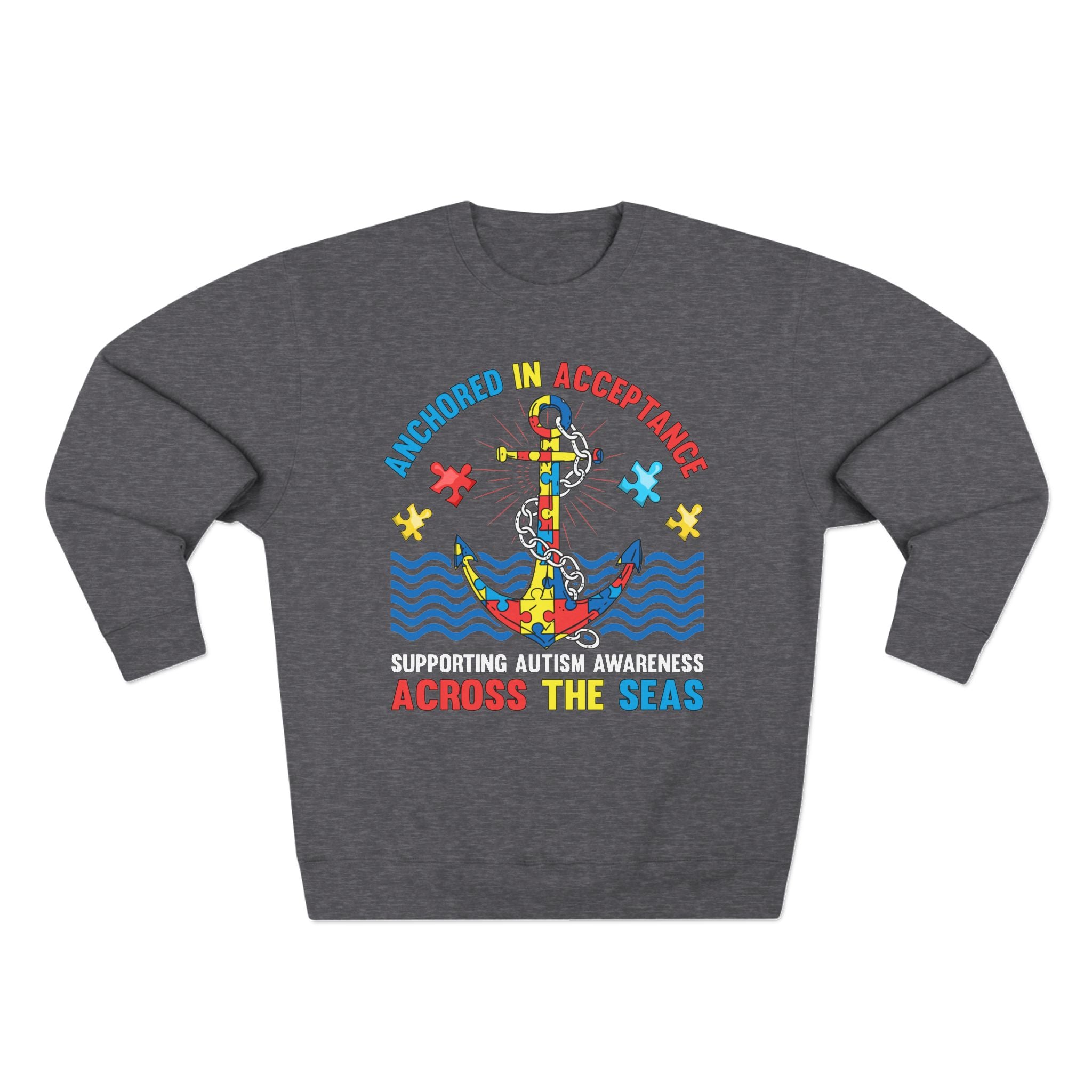 Anchored in Acceptance, Long Sleeve Adult Shirt,  Autism Awareness Apparel