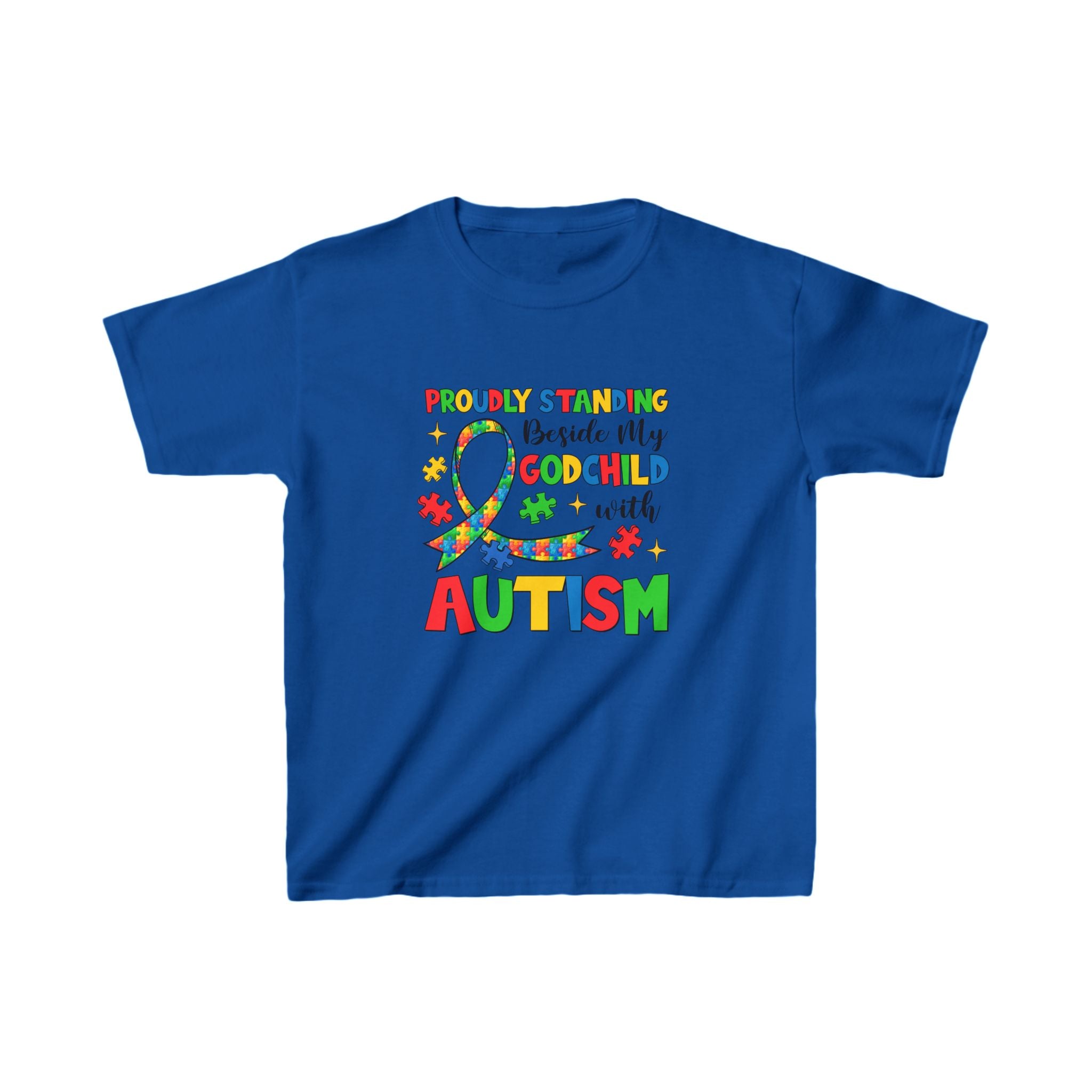 Proudly Standing Beside My Godchild with Autism | Children's Autism Awareness Tshirt