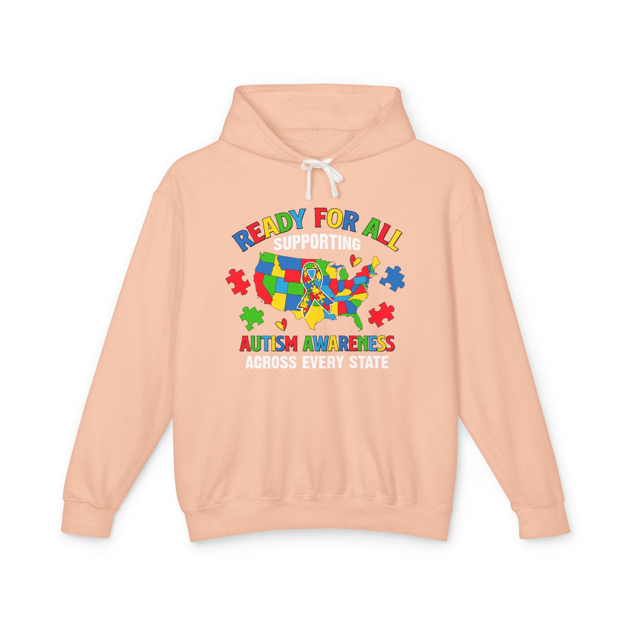 Ready For All Supporting, Autism Awareness Adult Hoodie