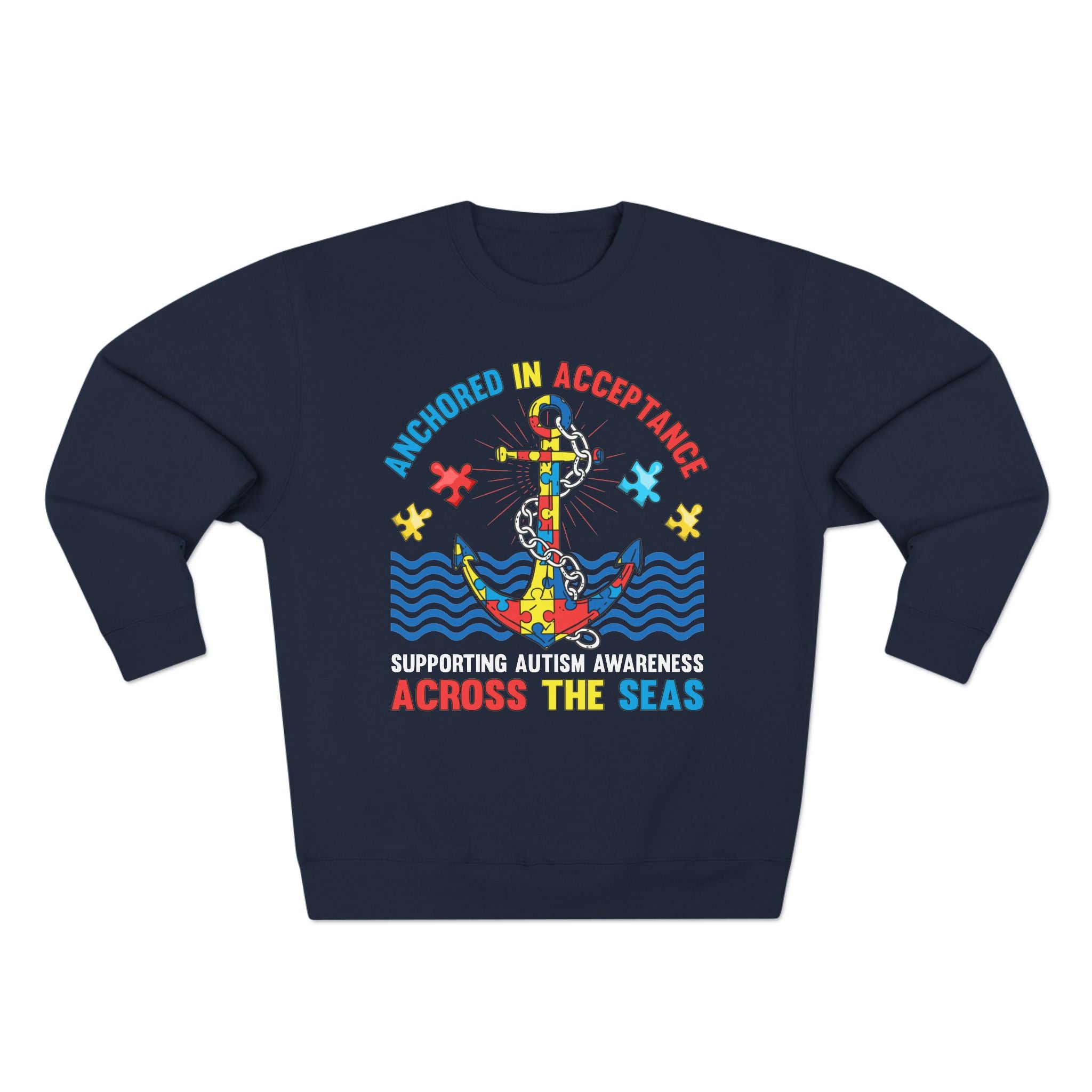 Anchored in Acceptance, Long Sleeve Adult Shirt,  Autism Awareness Apparel