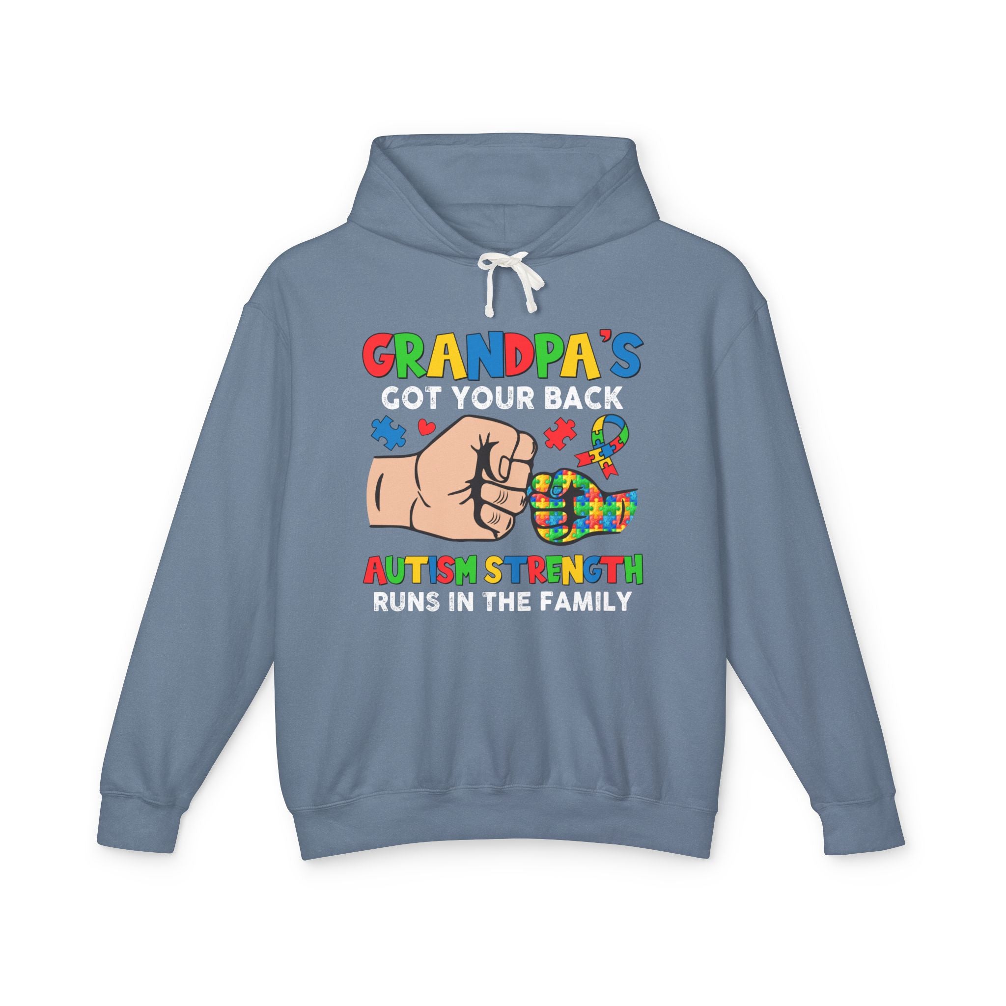 Grandpa's Got Your Back, Autism Awareness Adult Hoodie