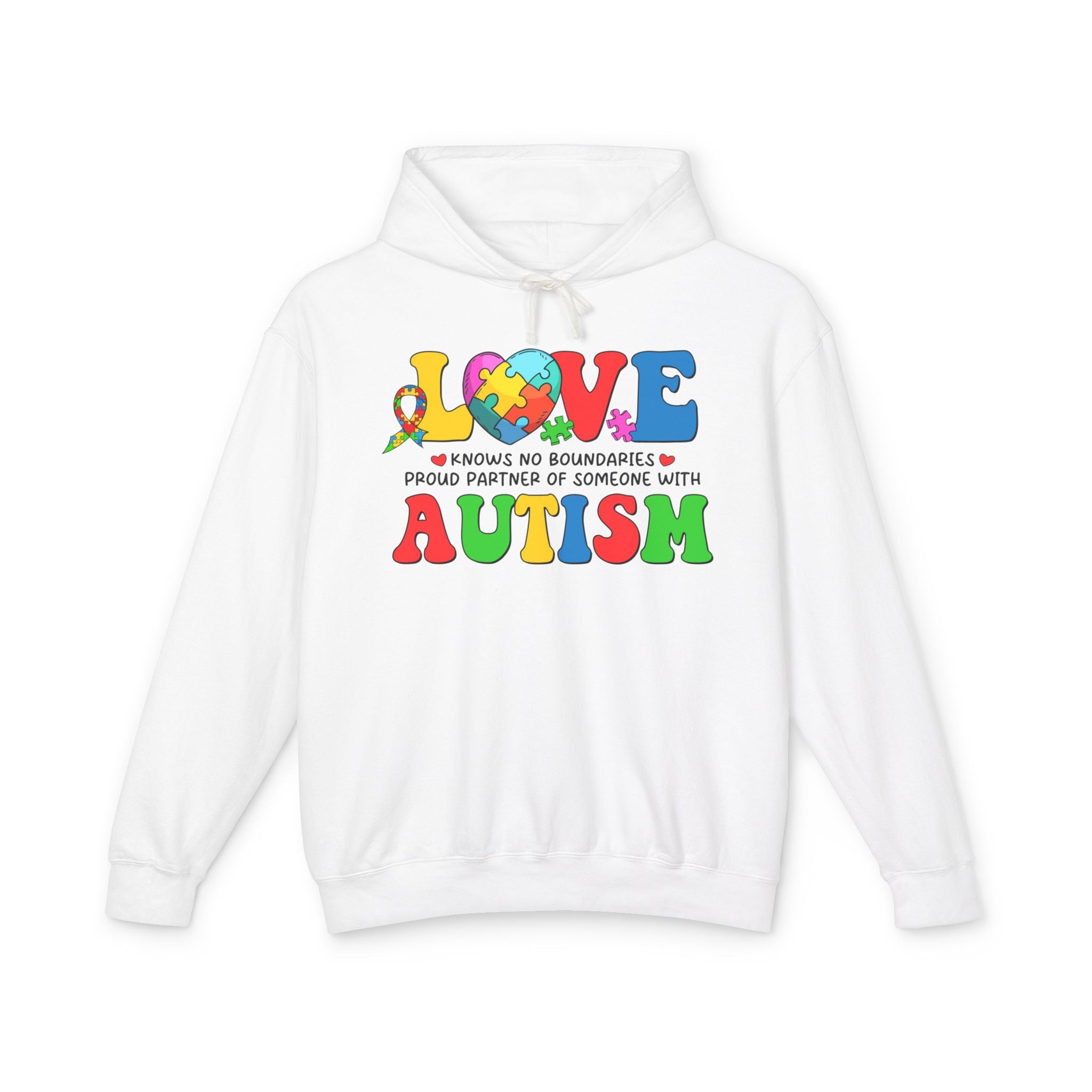 Love Knows No Boundaries Adult Hoodie | Proud Partner of Someone with Autism