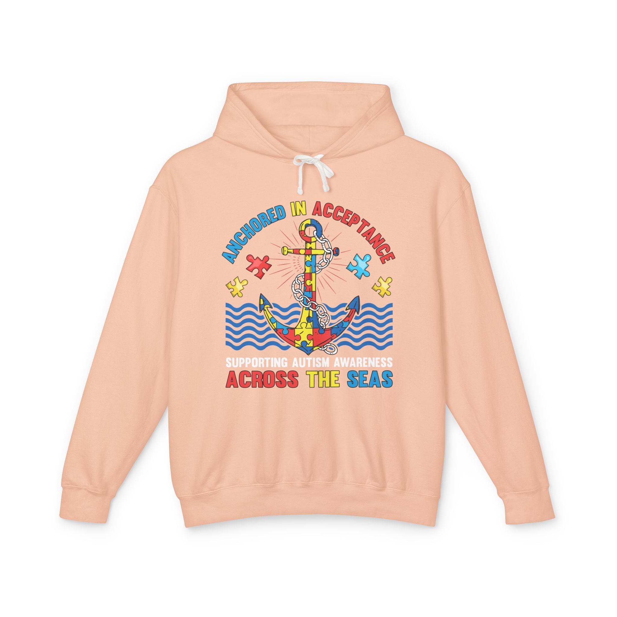 Anchored In Acceptance Across The Sea, Autism Awareness Adult Hoodie