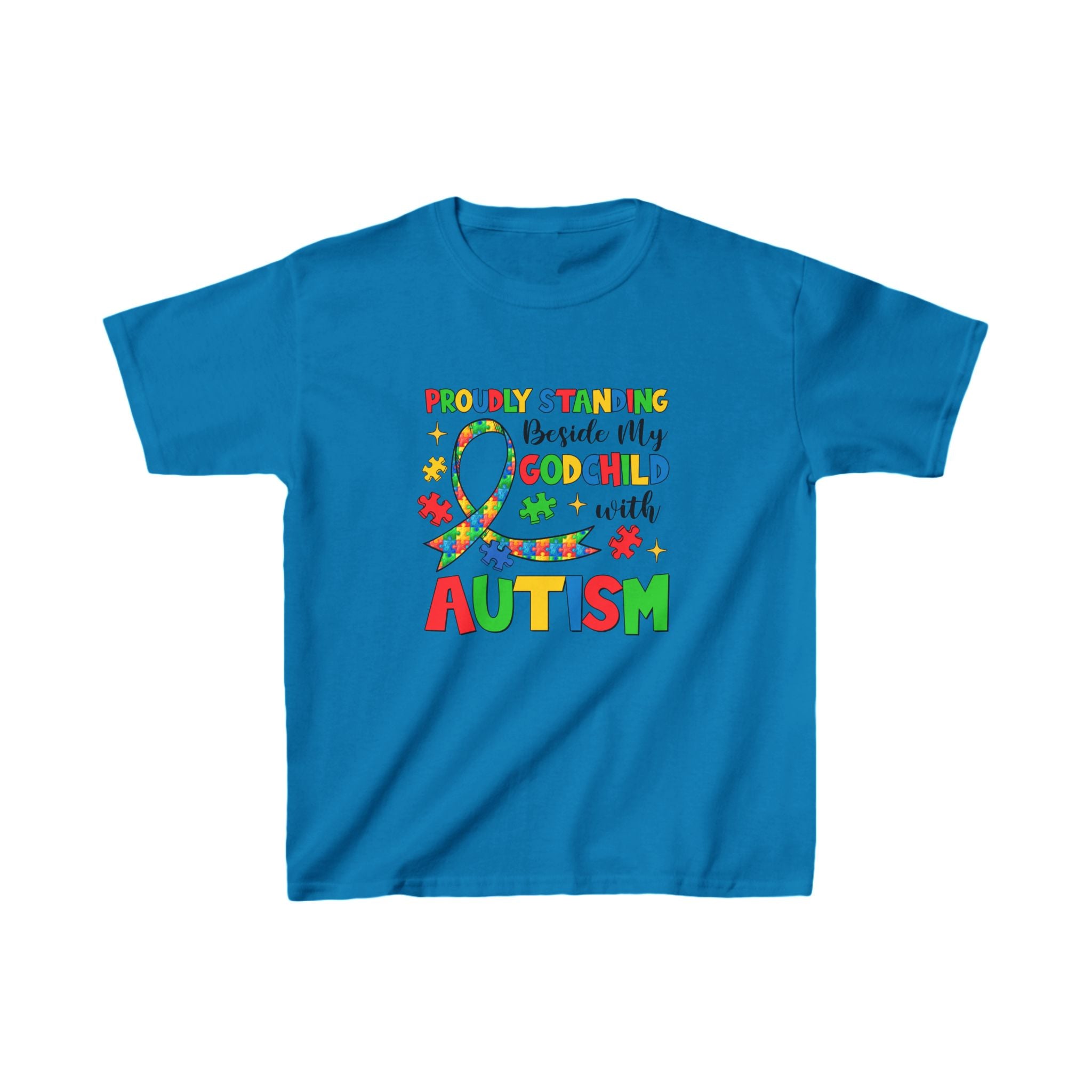 Proudly Standing Beside My Godchild with Autism | Children's Autism Awareness Tshirt