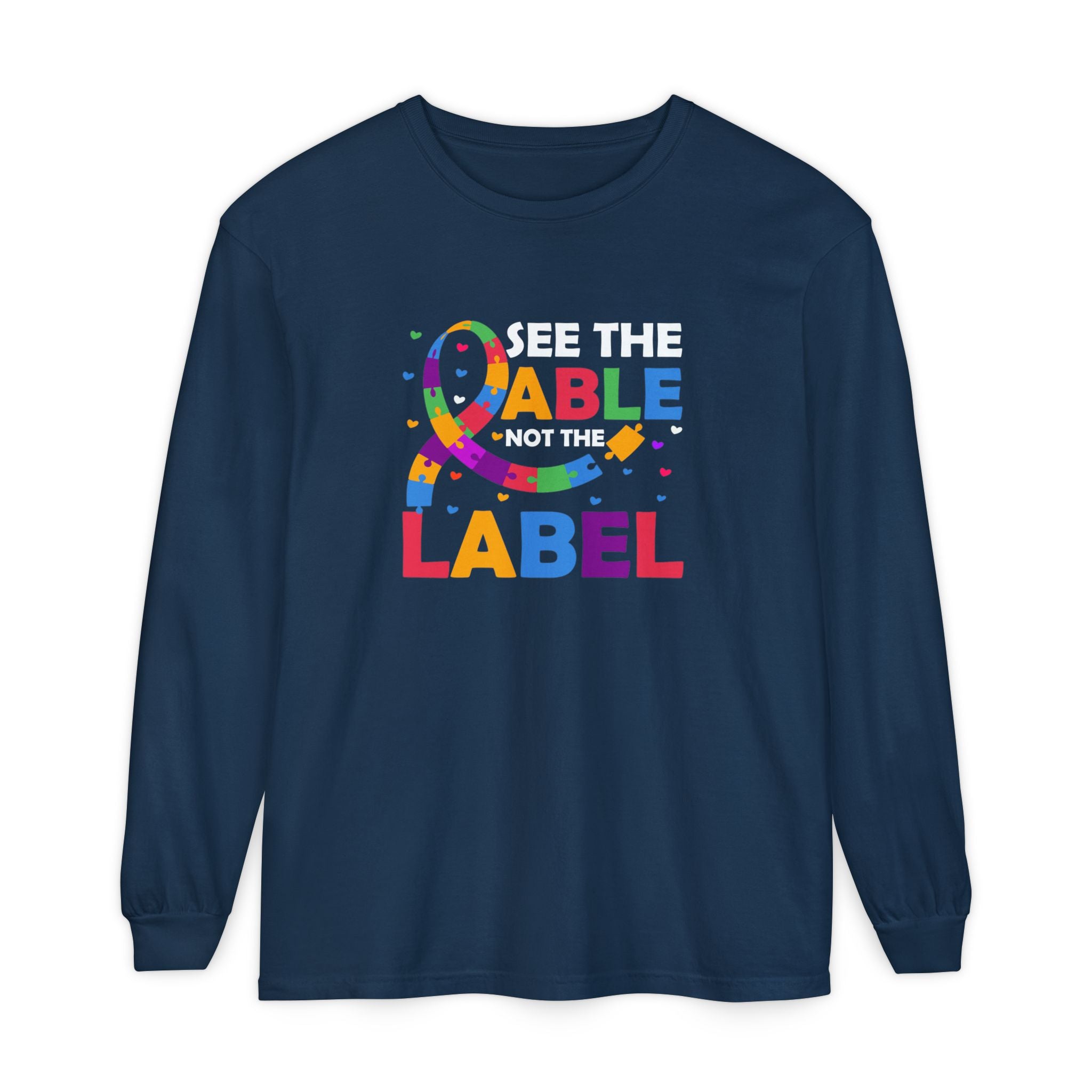 Read the Able, Not the Label, Autism Awareness & Empowerment, Adult Long Sleeve Shirt