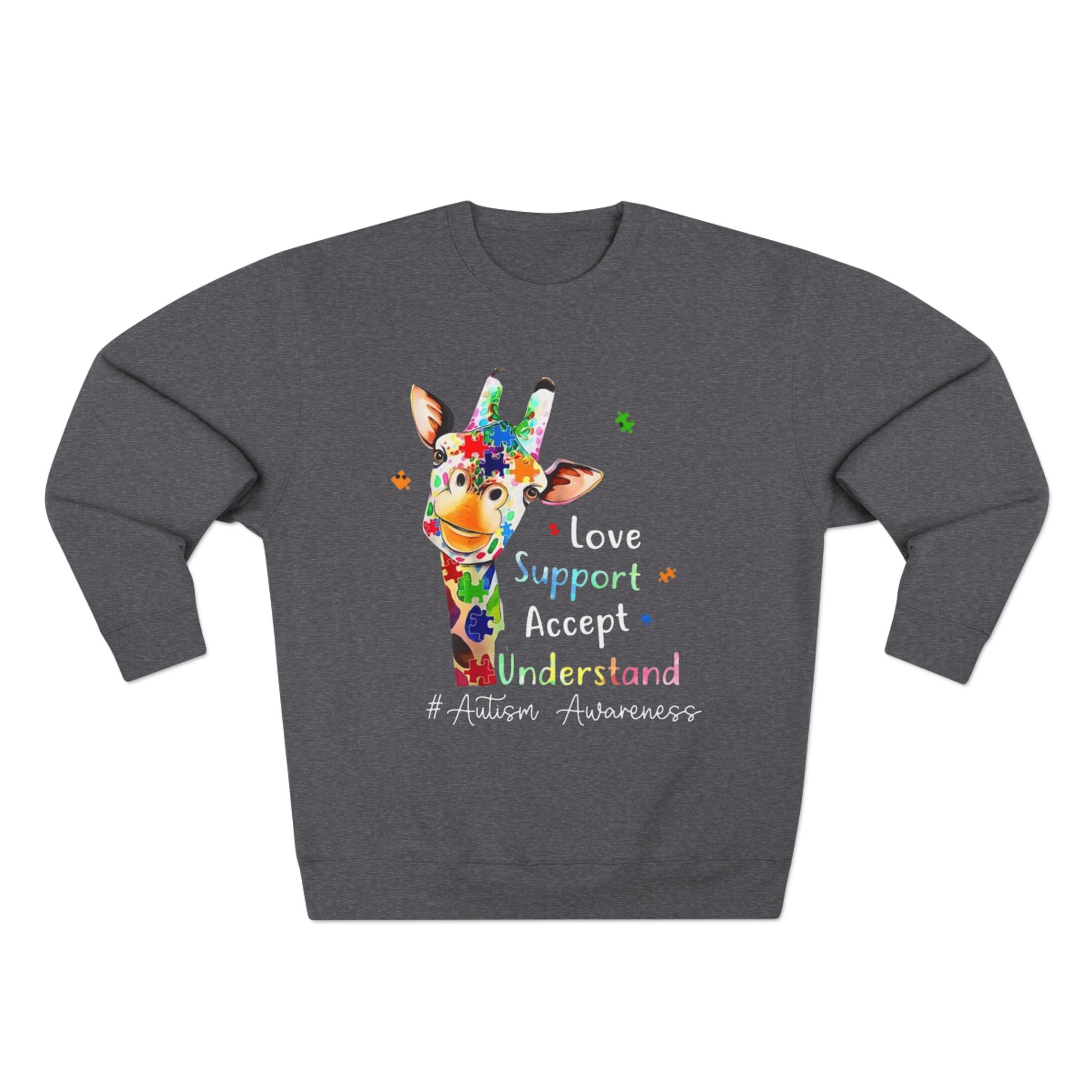 Love, Support, Long Sleeve Adult Shirt,  Autism Awareness Apparel
