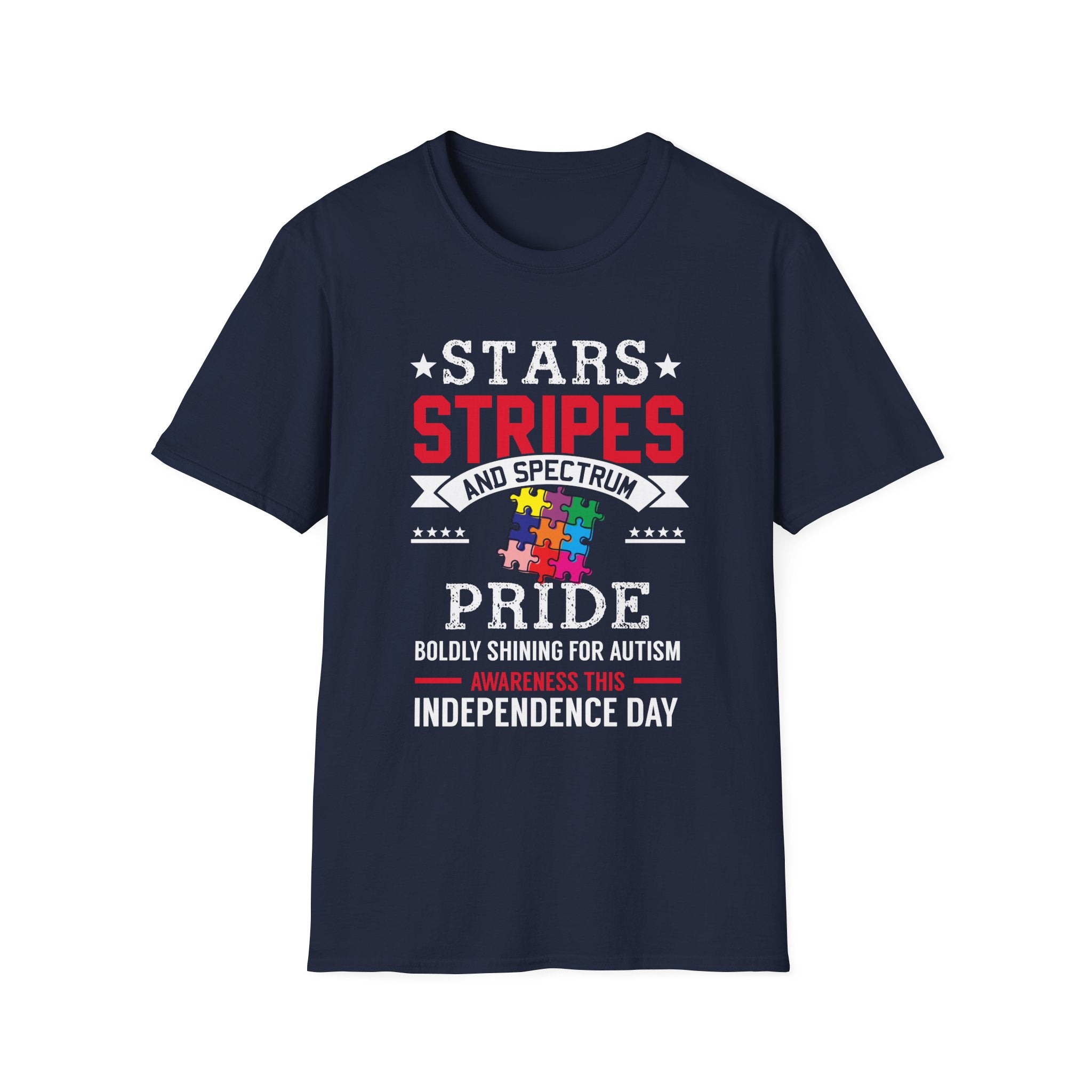 Stars Stripes Autism Awareness , Adult T-Shirt