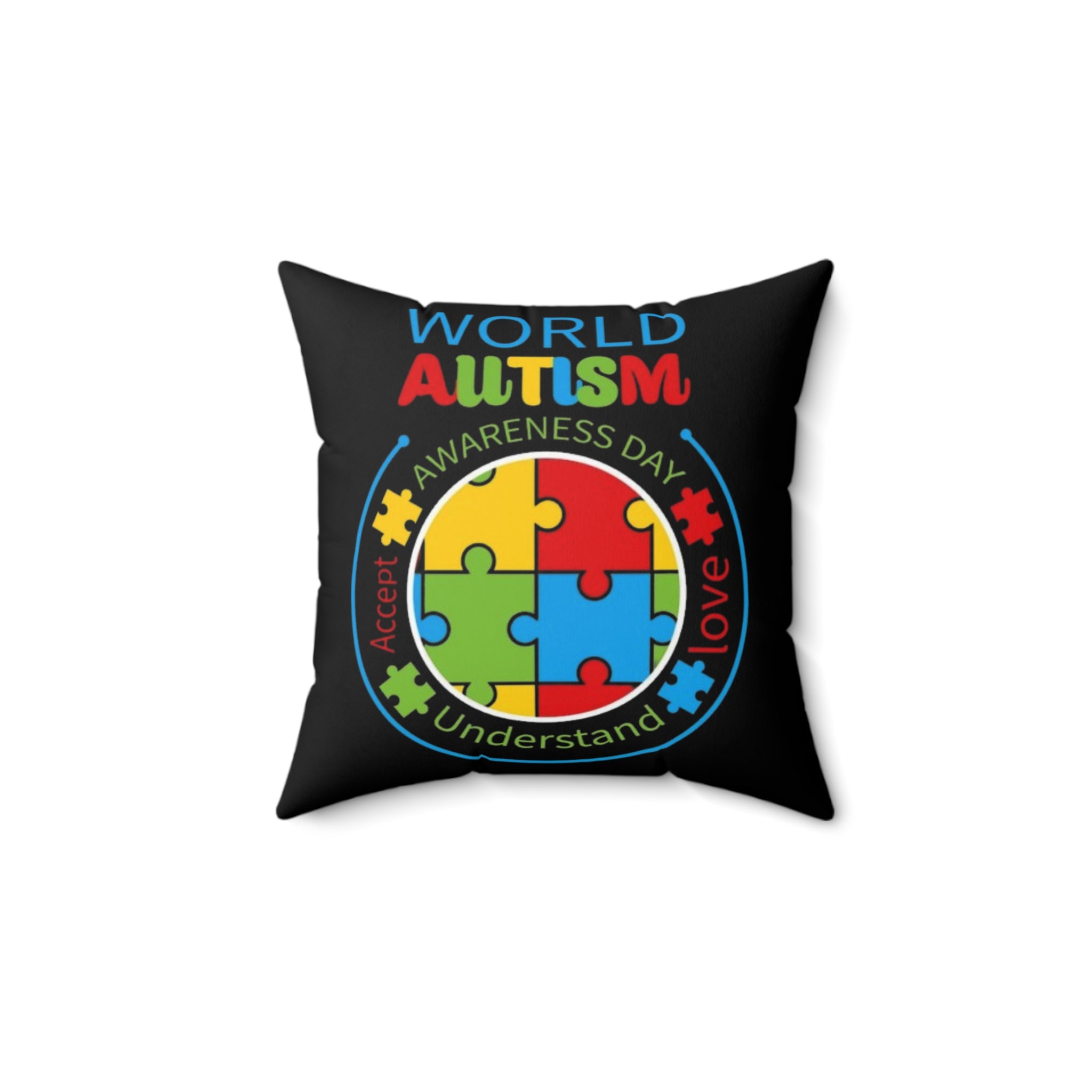 World Autism Nonverbal Austim Spun Polyester Square Pillow