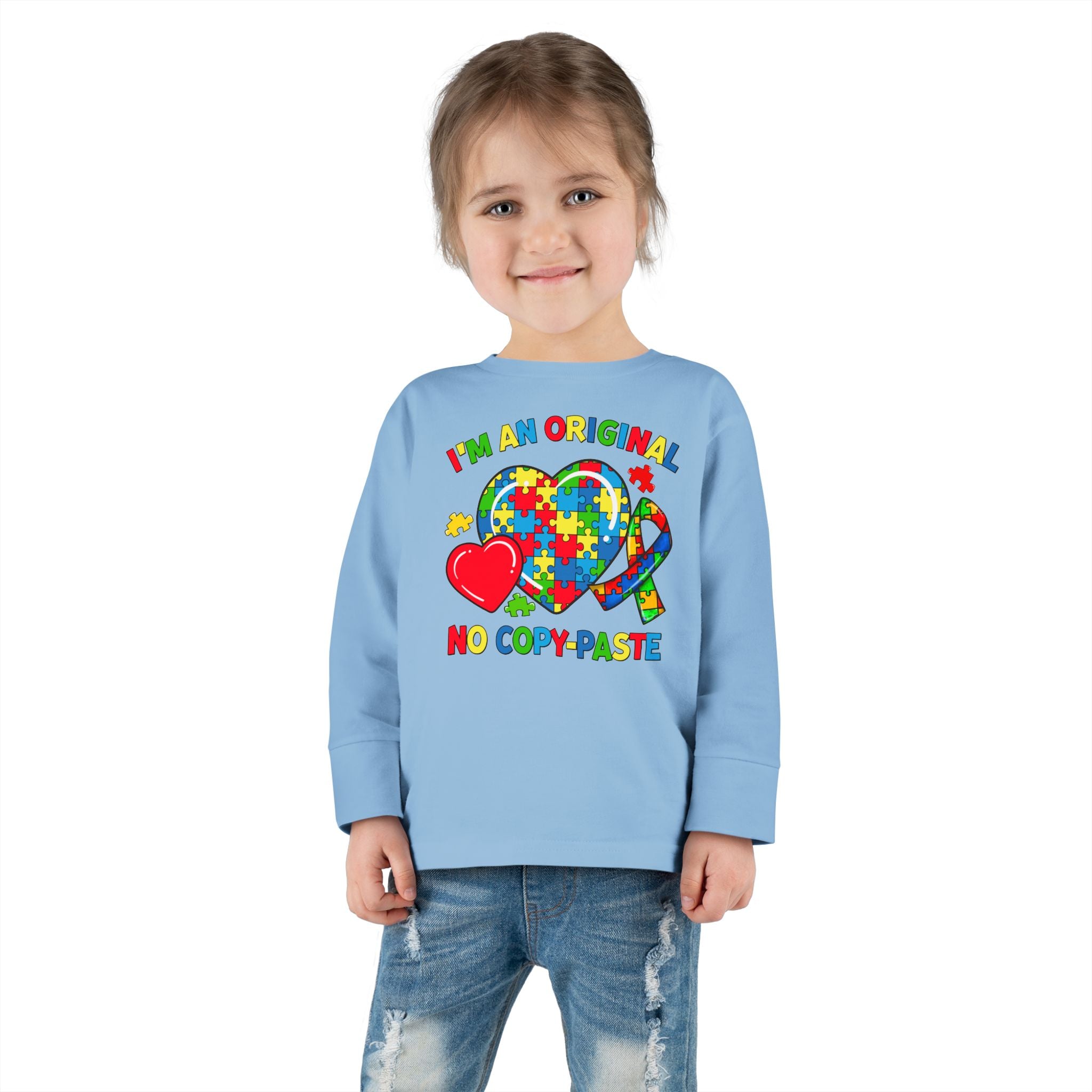 Im an Original No Copy Paste Here, Autism Awareness, Long Sleeve Toddler Shirt