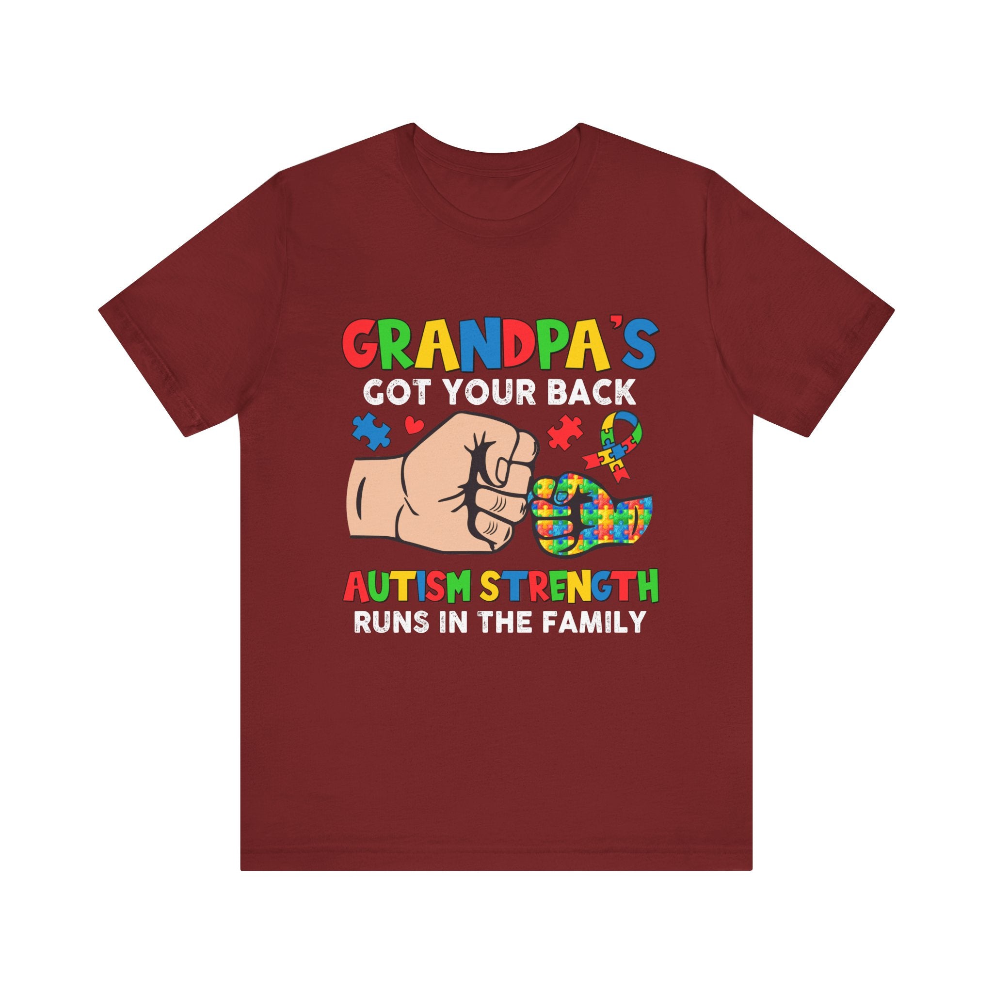 Grandpa’s Got Your Back, Autism Family Support Adult Tshirt | Proud Support T-Shirt for Autism Awareness