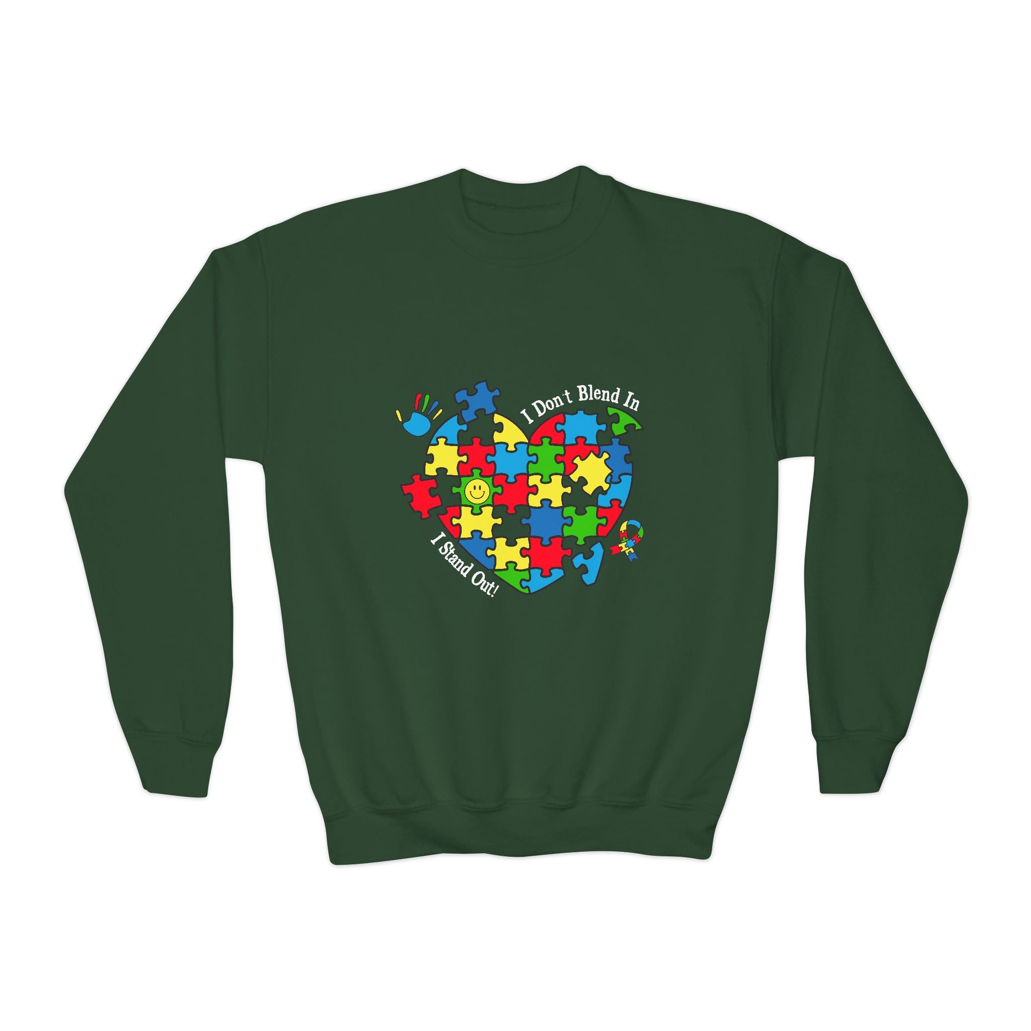 I Don't Blend in I Stand Out, Autism Awareness, Unisex Childrens Crewneck Sweatshirt