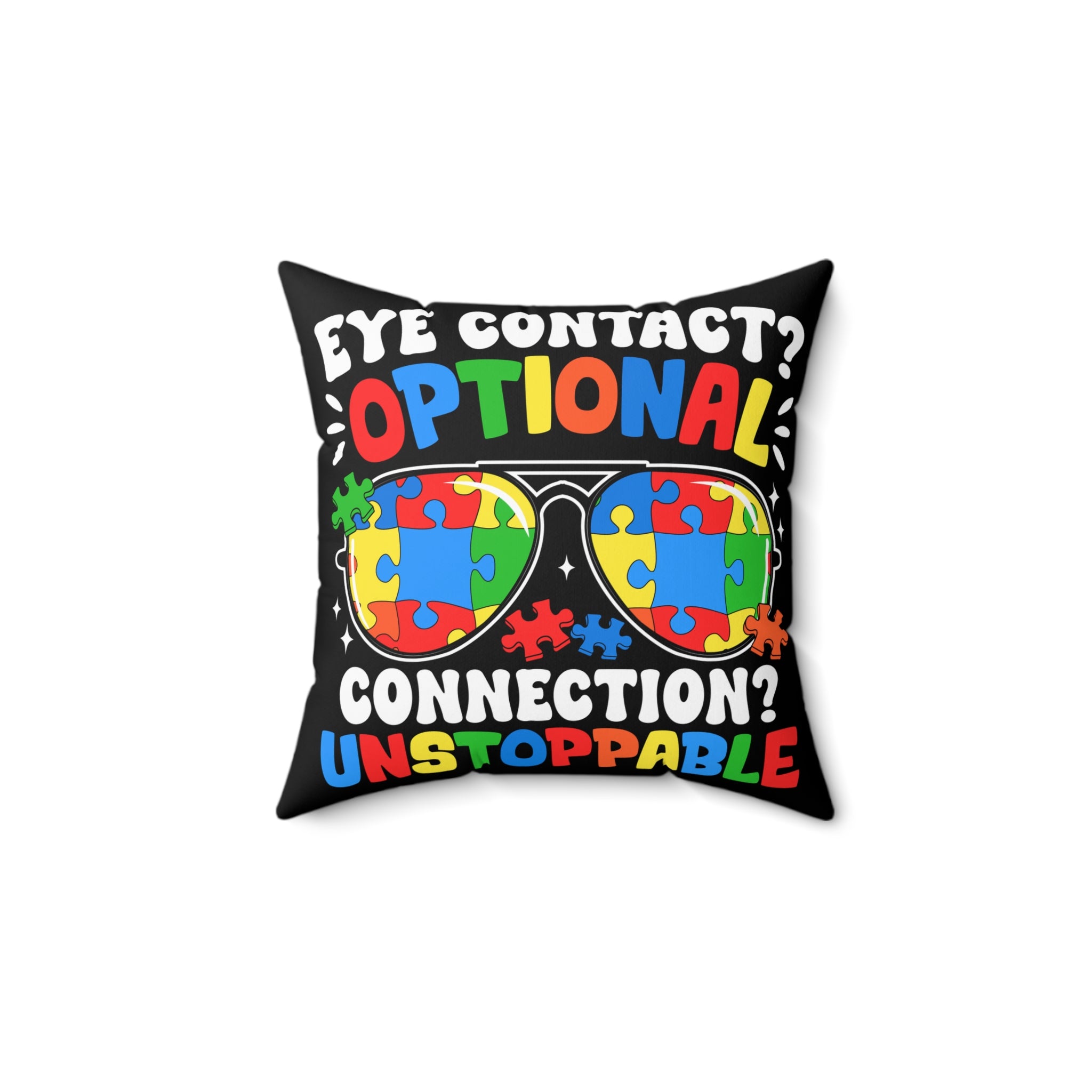 Eye Contact Optional Nonverbal Austim Spun Polyester Square Pillow