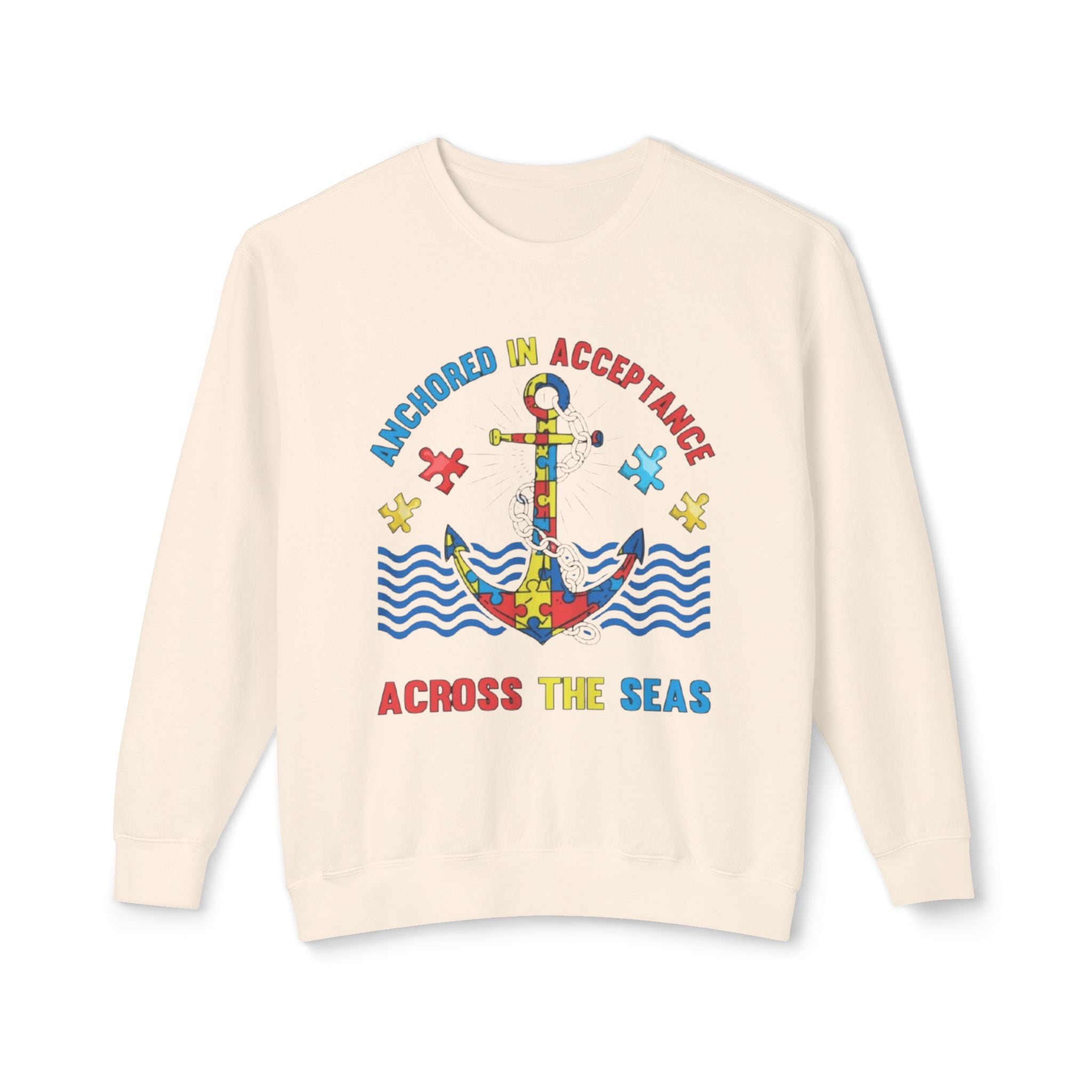 Anchored in Acceptance, Autism Awareness, Adult Unisex Crewneck Sweatshirt