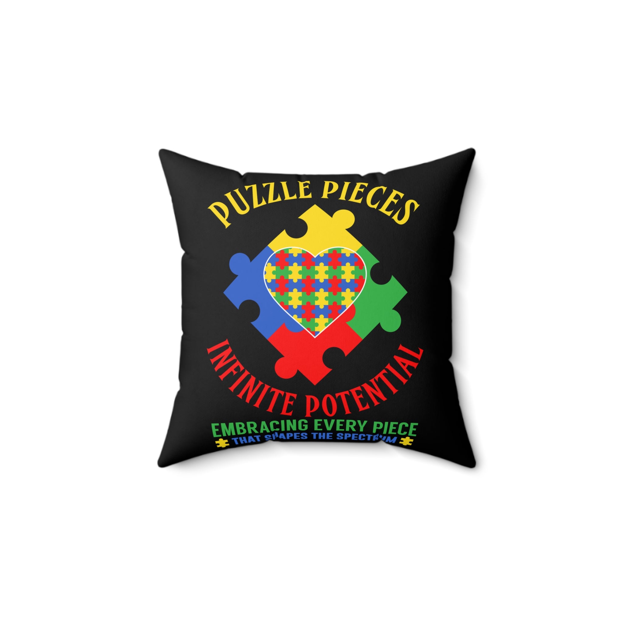 Puzzle Pieces Austim Spun Polyester Square Pillow