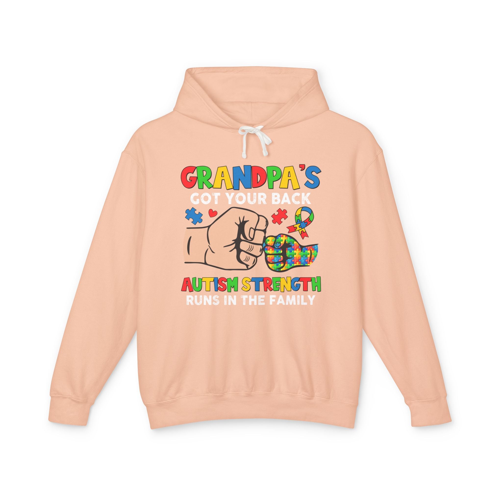 Grandpa's Got Your Back, Autism Awareness Adult Hoodie