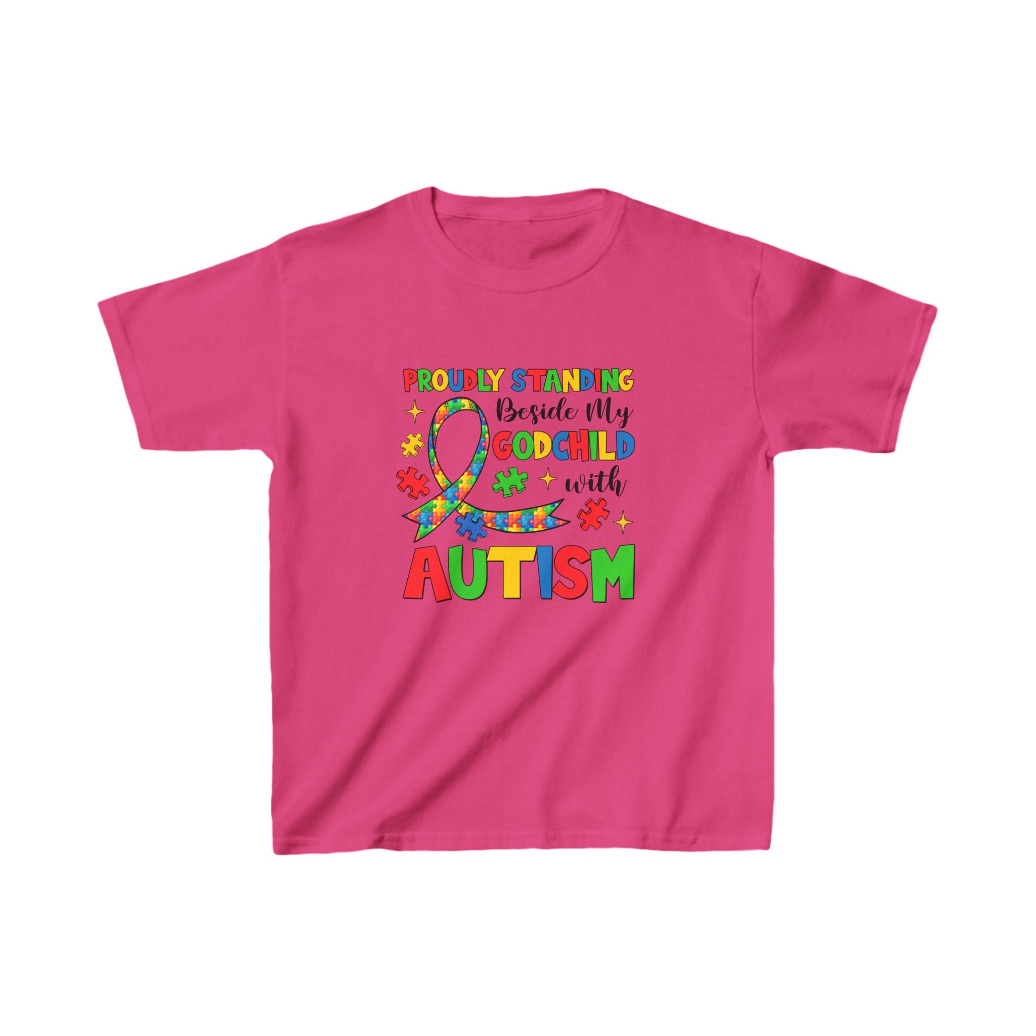 Proudly Standing Beside My Godchild with Autism | Children's Autism Awareness Tshirt