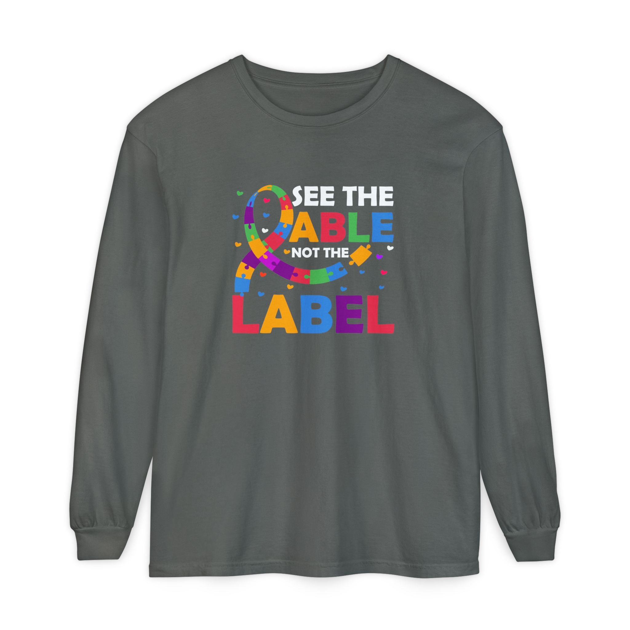 Read the Able, Not the Label, Autism Awareness & Empowerment, Adult Long Sleeve Shirt