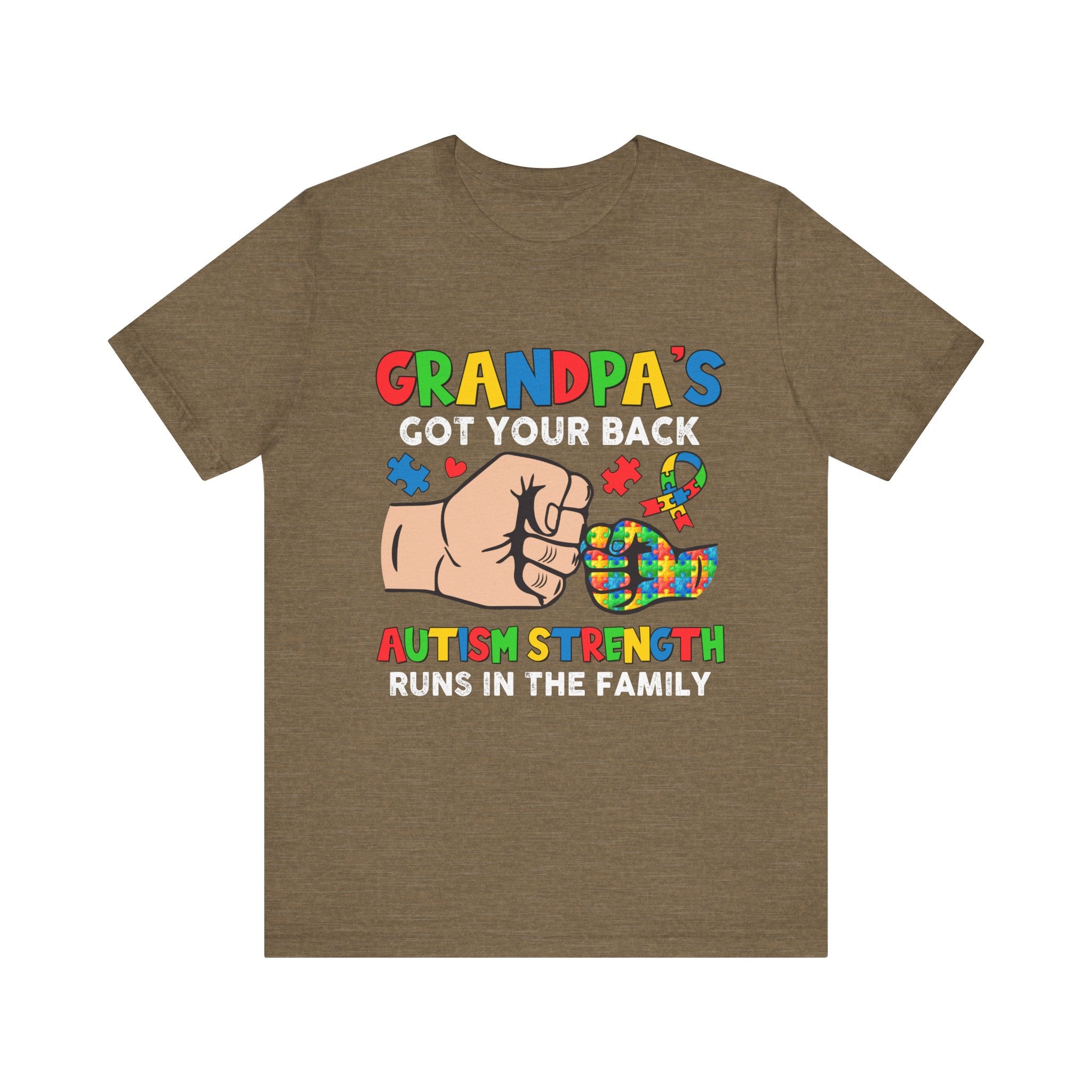 Grandpa’s Got Your Back, Autism Family Support Adult Tshirt | Proud Support T-Shirt for Autism Awareness