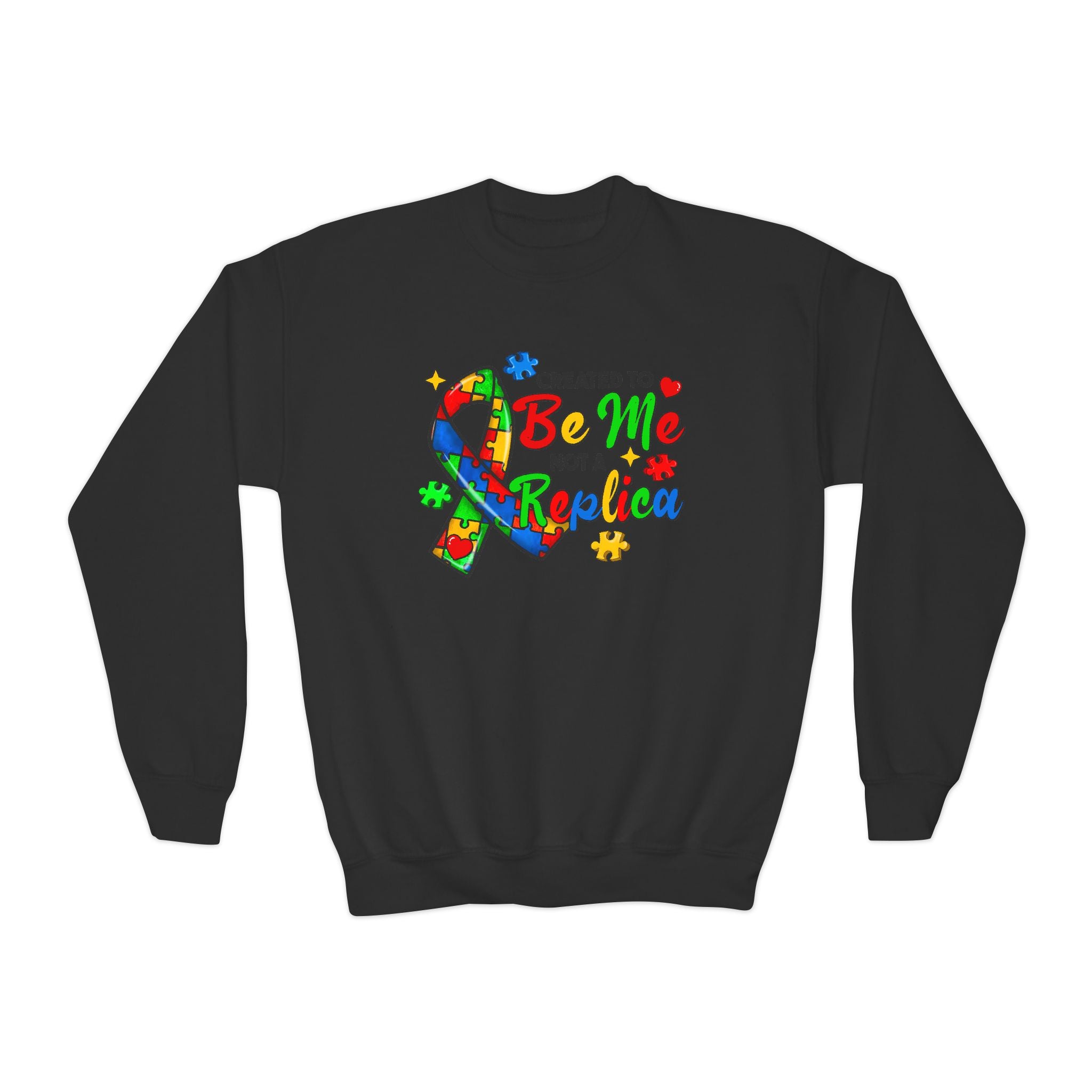 Created to Be Me Not a Replica, Autism Awareness, Unisex Children's Crewneck Sweatshirt