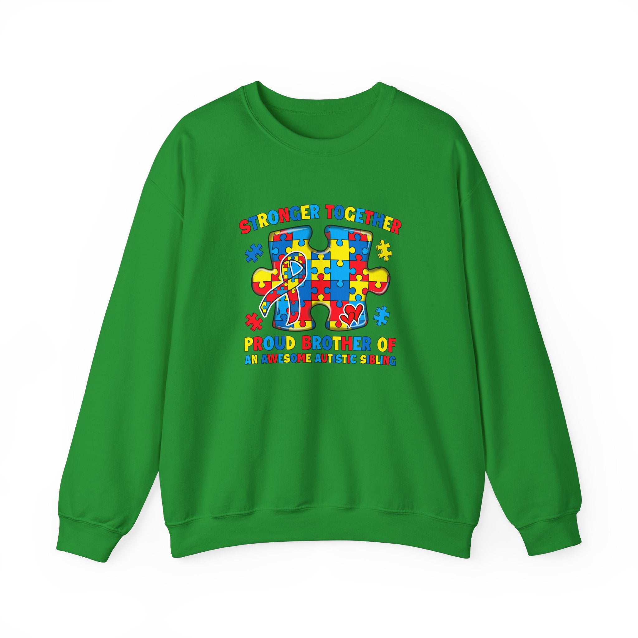 Stronger Together Autism Awareness Adult Sweatshirt | Proud Brother of an Awesome Autistic Sibling